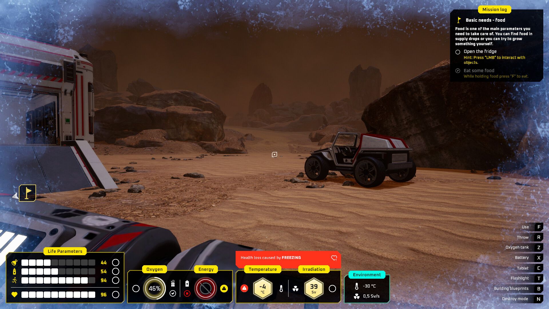 687 Days on Mars trainer screenshot 1 — gameplay with cheats enabled