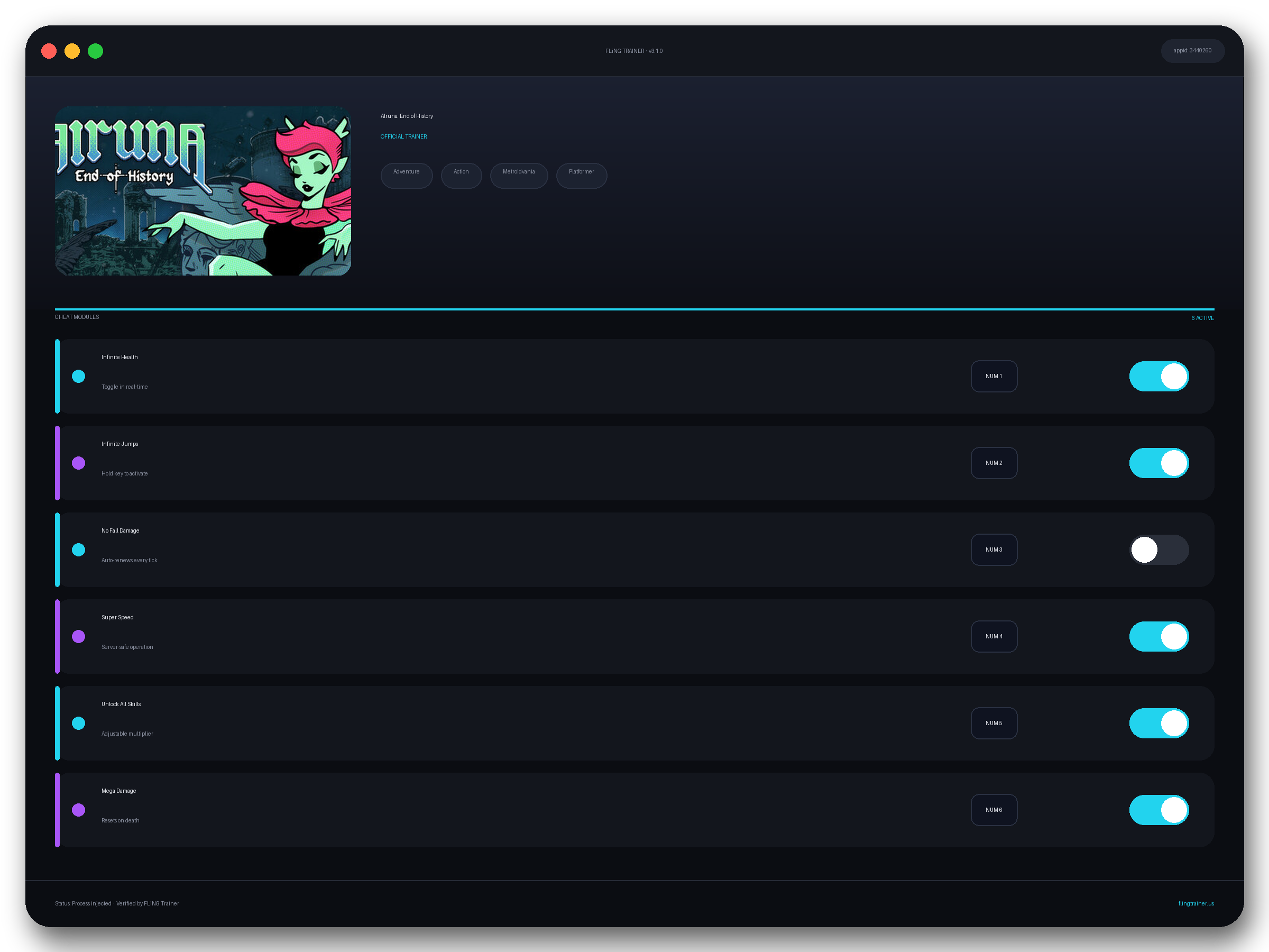 Alruna: End of History Trainer interface