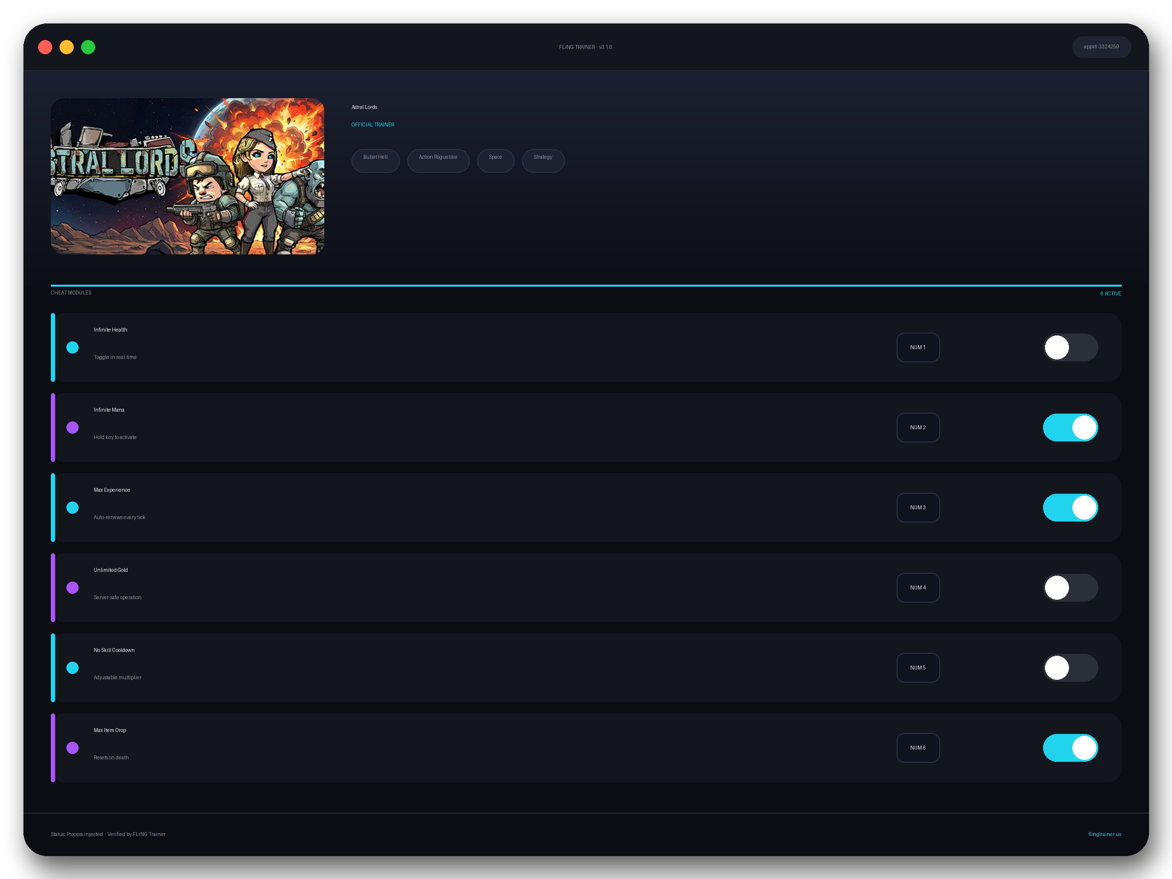 Astral Lords Trainer interface