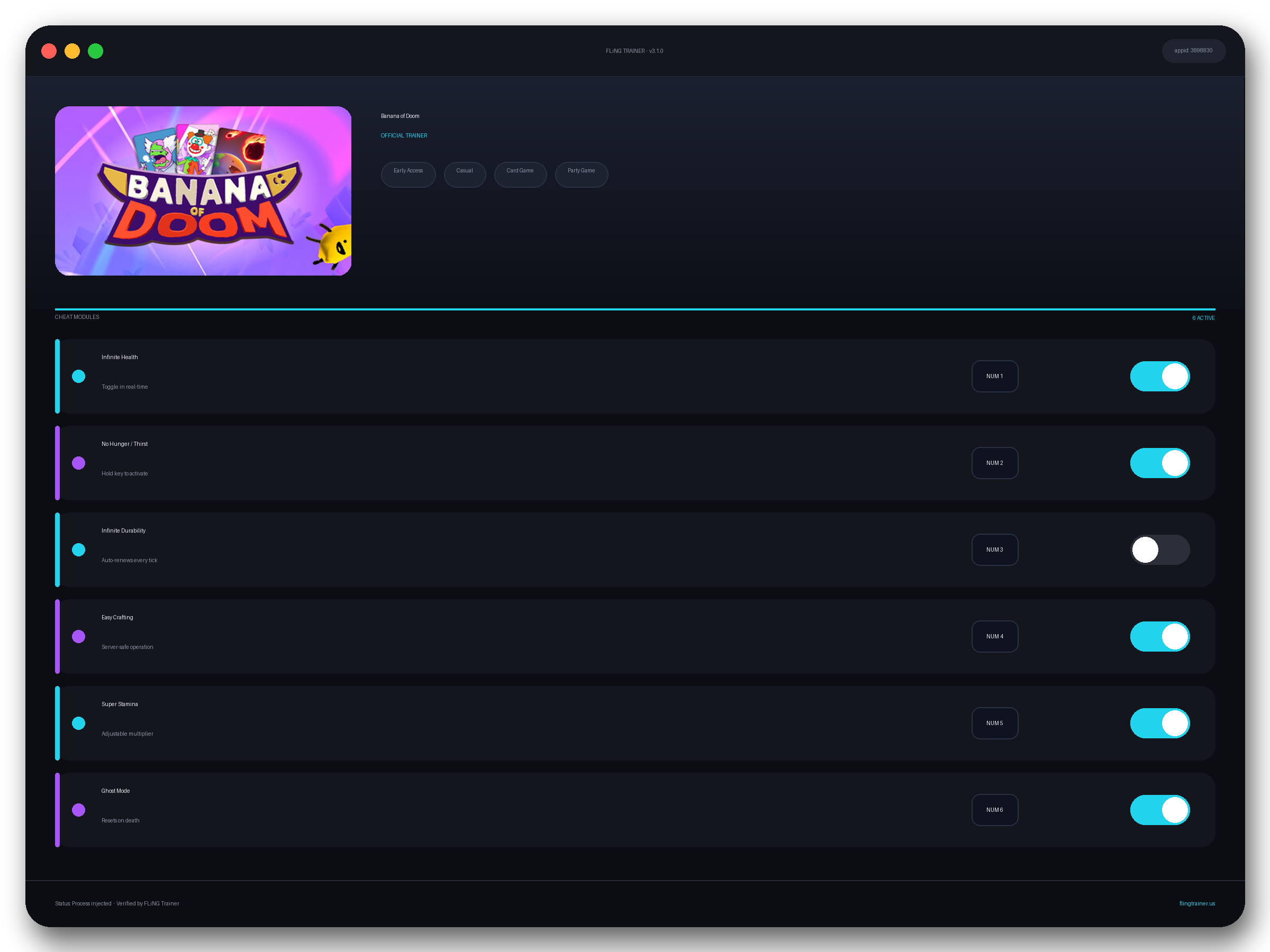Banana of Doom Trainer interface
