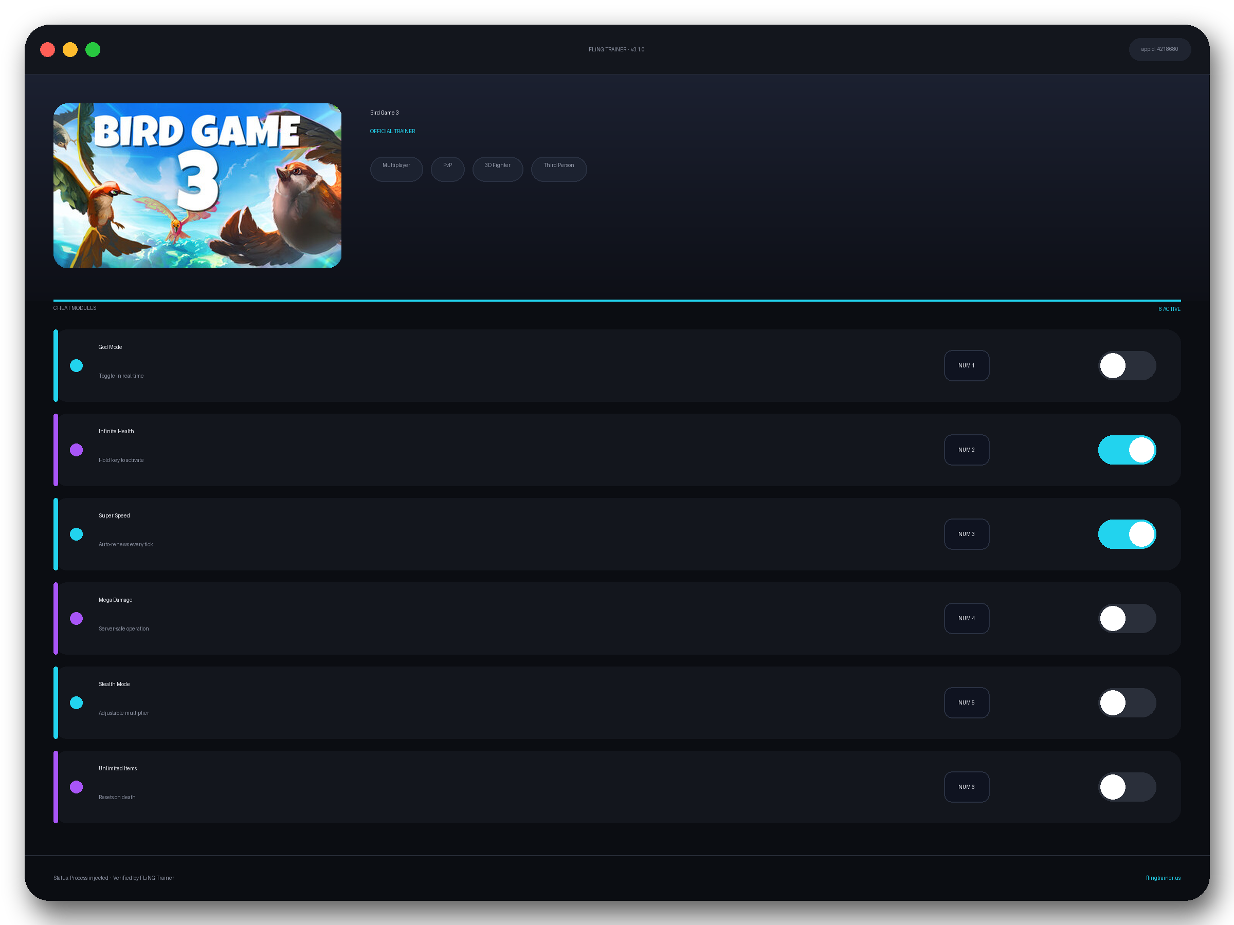 Bird Game 3 Trainer interface