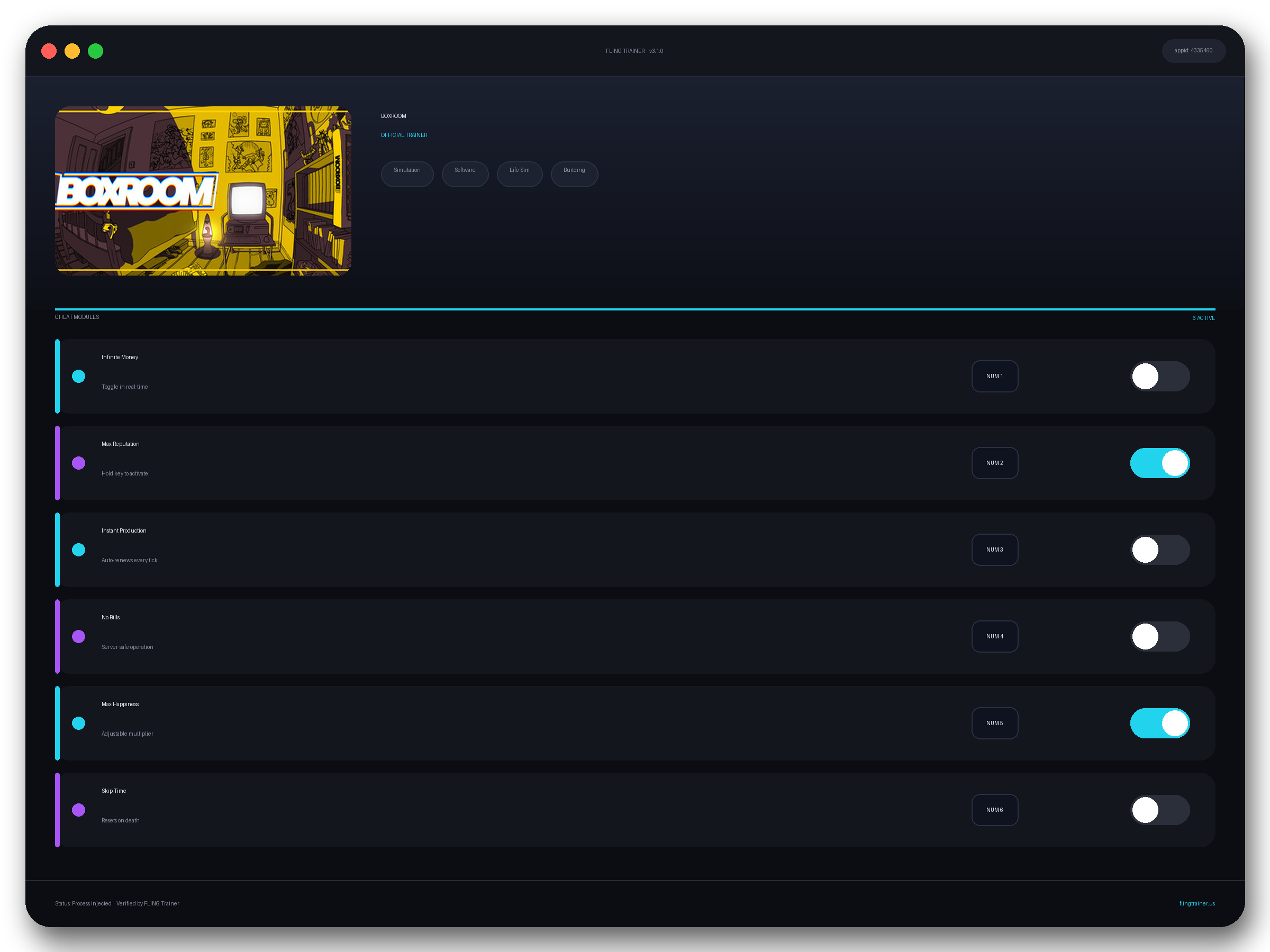 BOXROOM Trainer interface