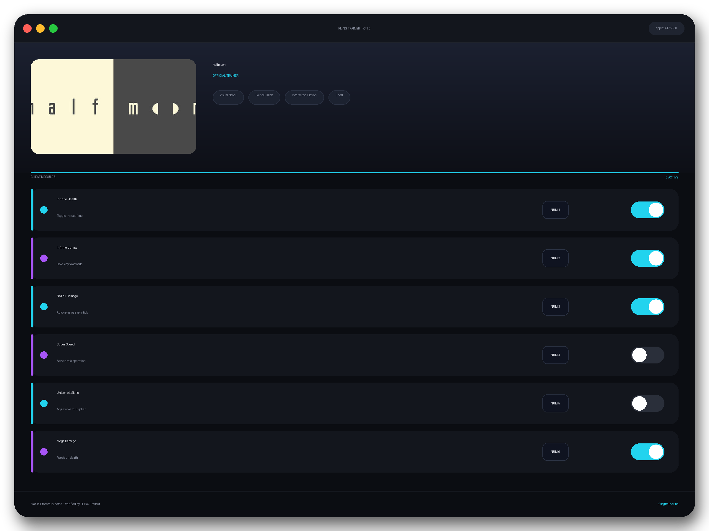 halfmoon Trainer interface