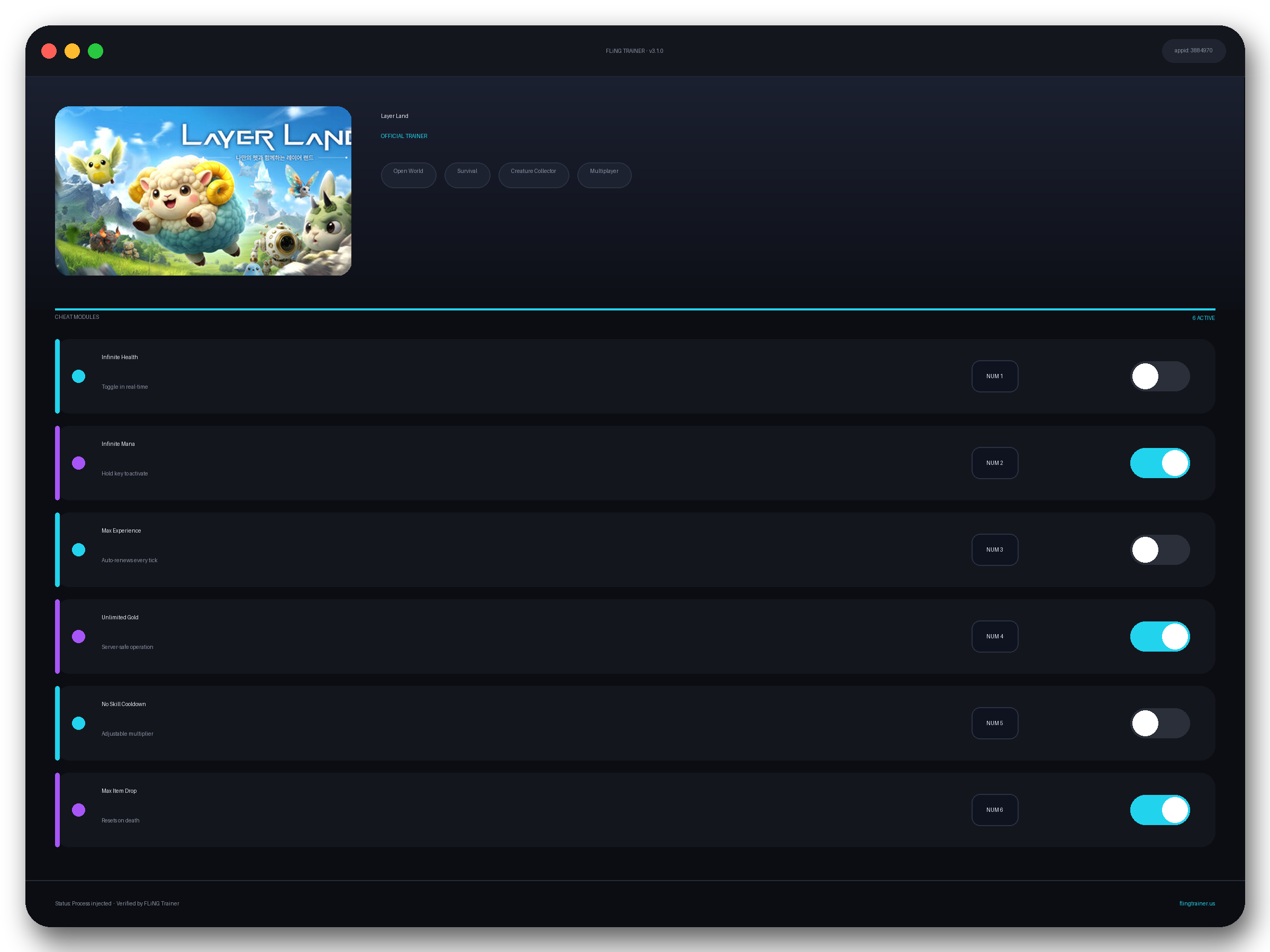 Layer Land Trainer interface