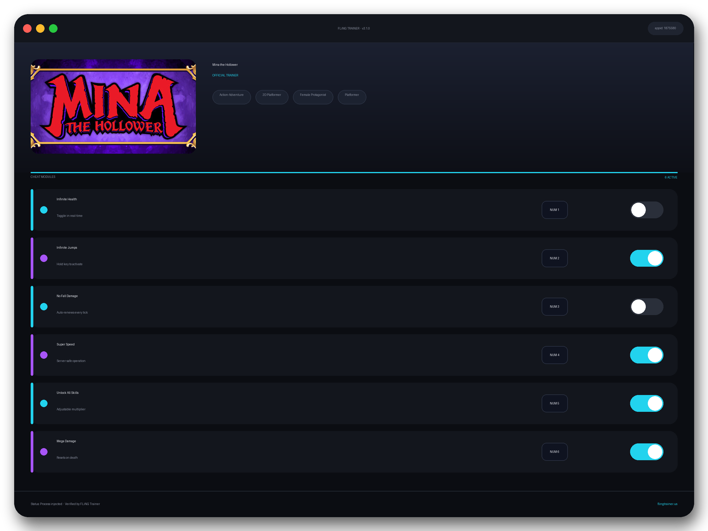Mina the Hollower Trainer interface