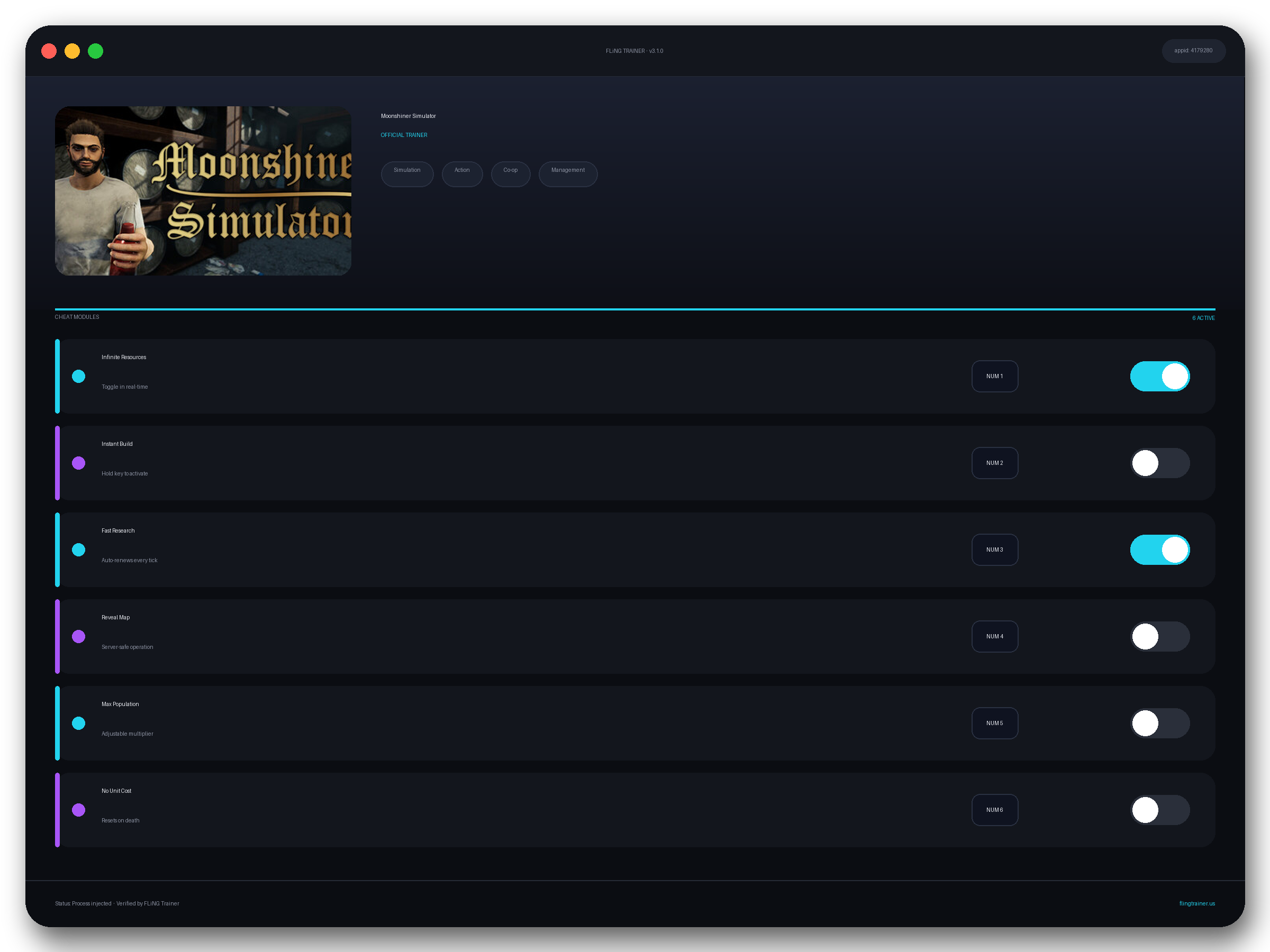 Moonshiner Simulator Trainer interface