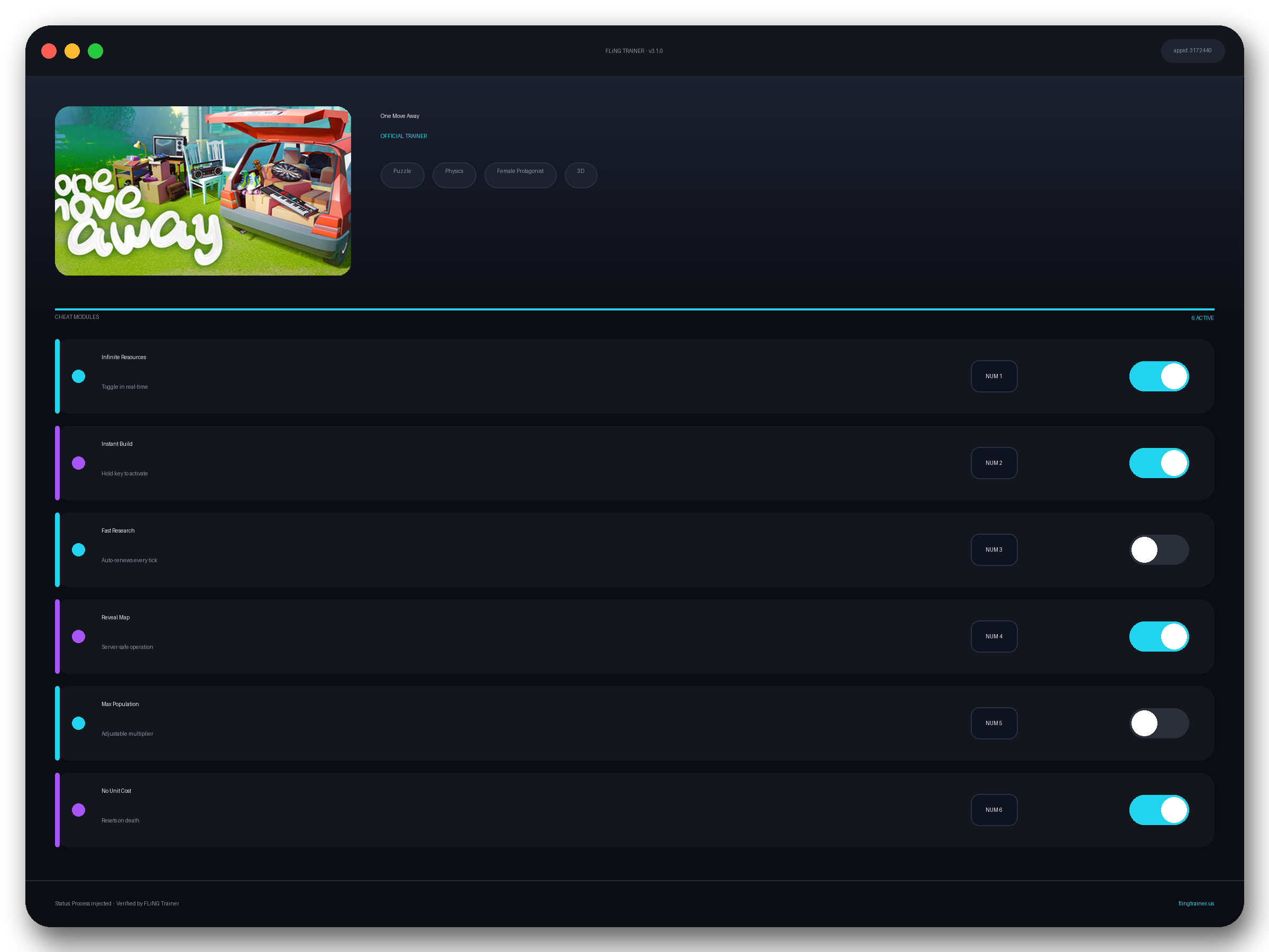 One Move Away Trainer interface