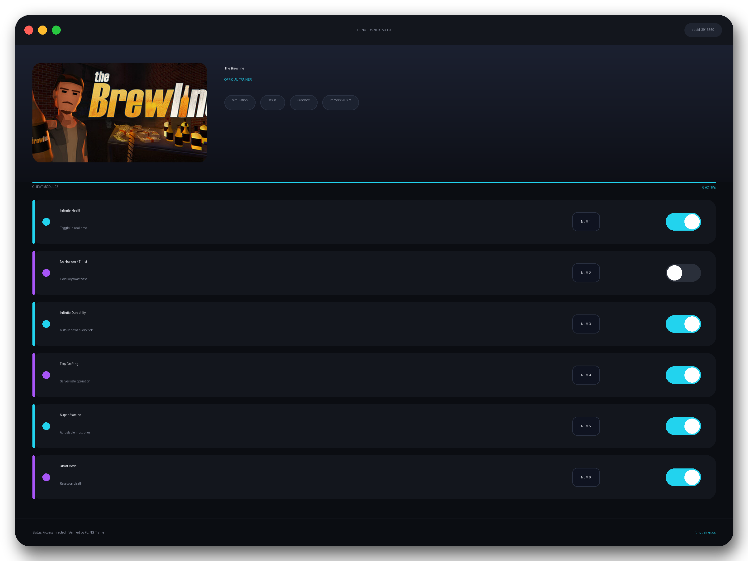 The Brewline Trainer interface