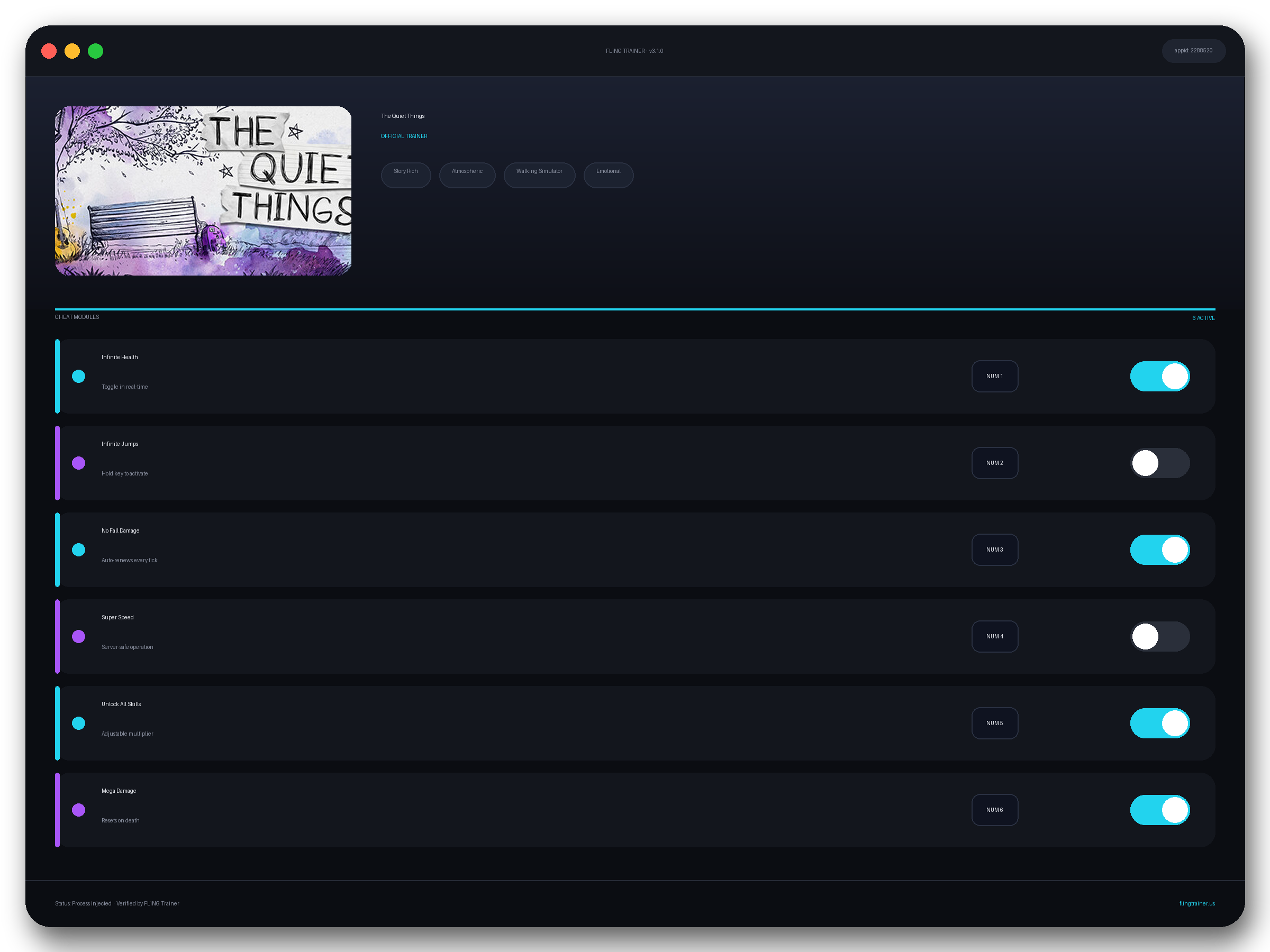 The Quiet Things Trainer interface