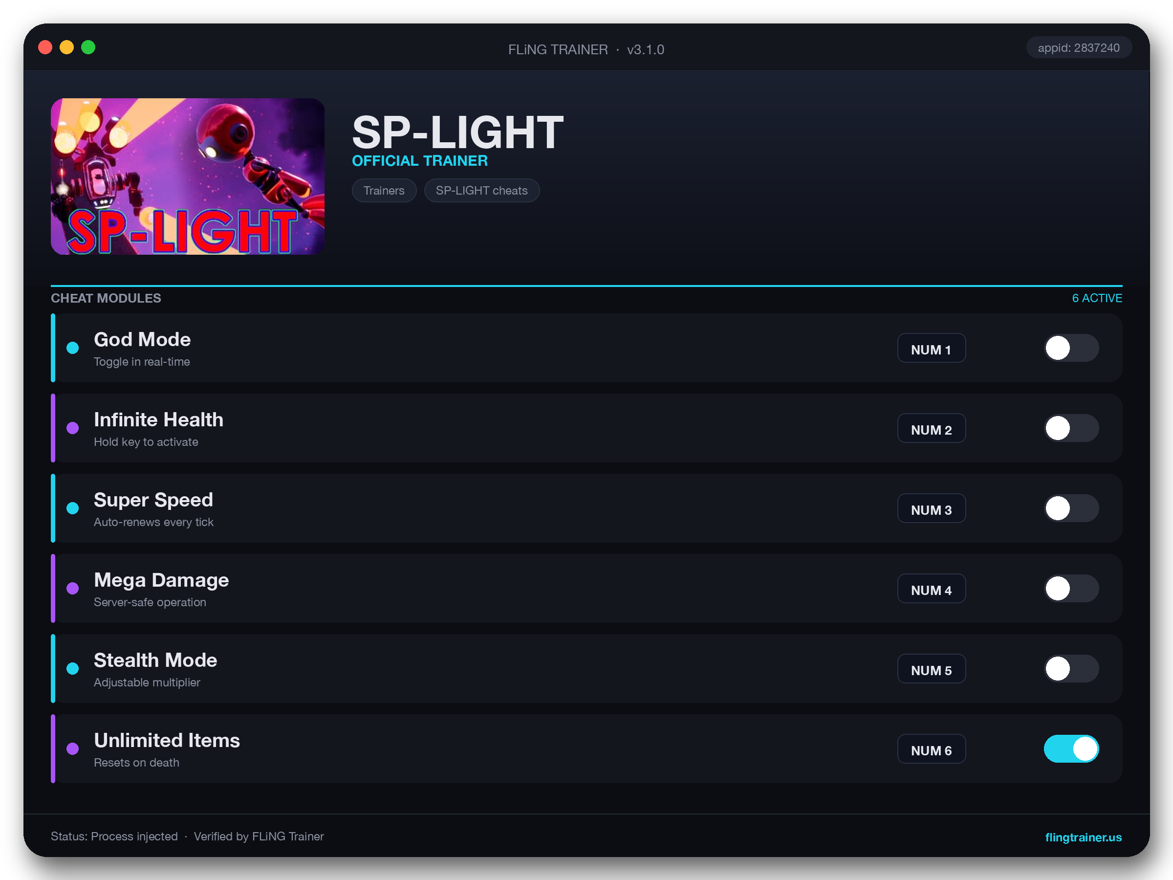 SP-LIGHT Trainer interface