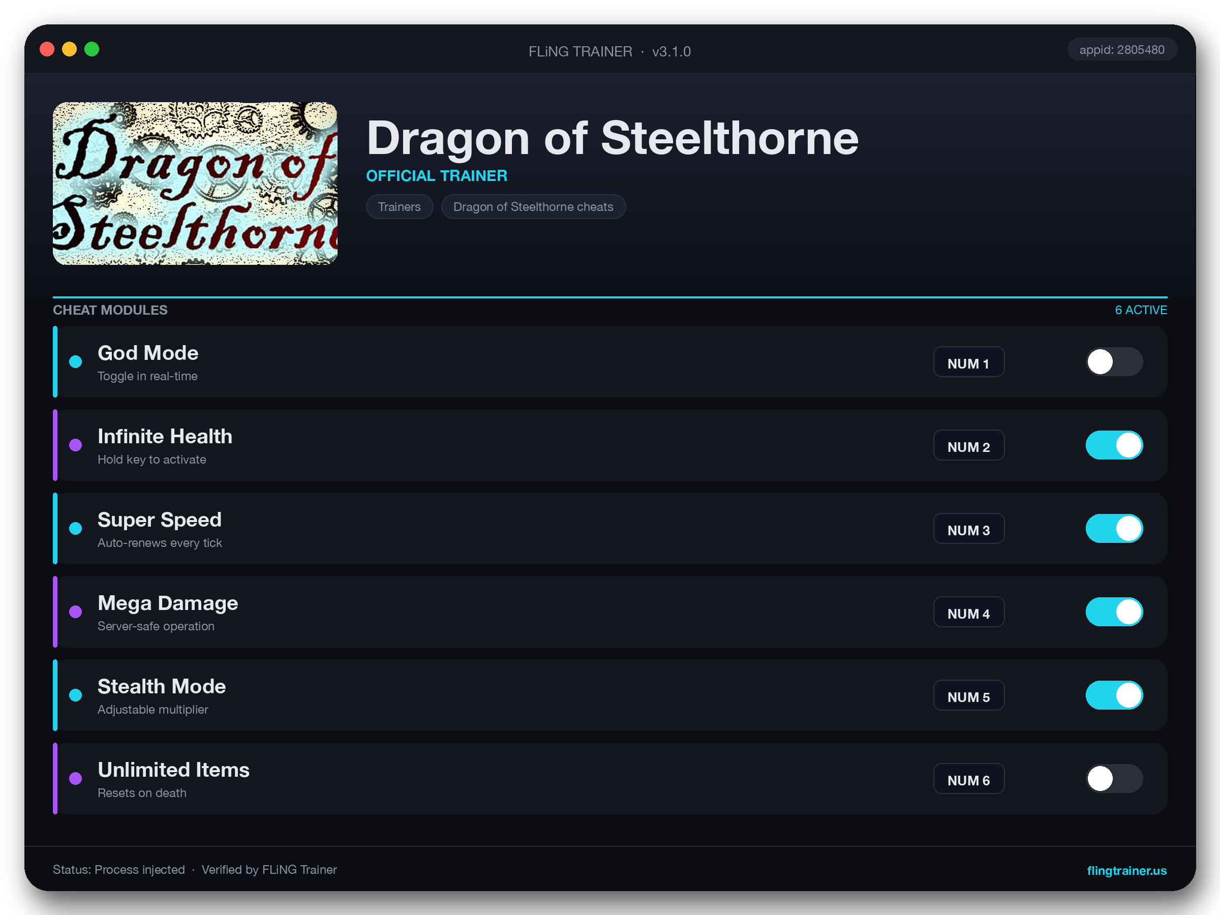 Dragon of Steelthorne Trainer interface
