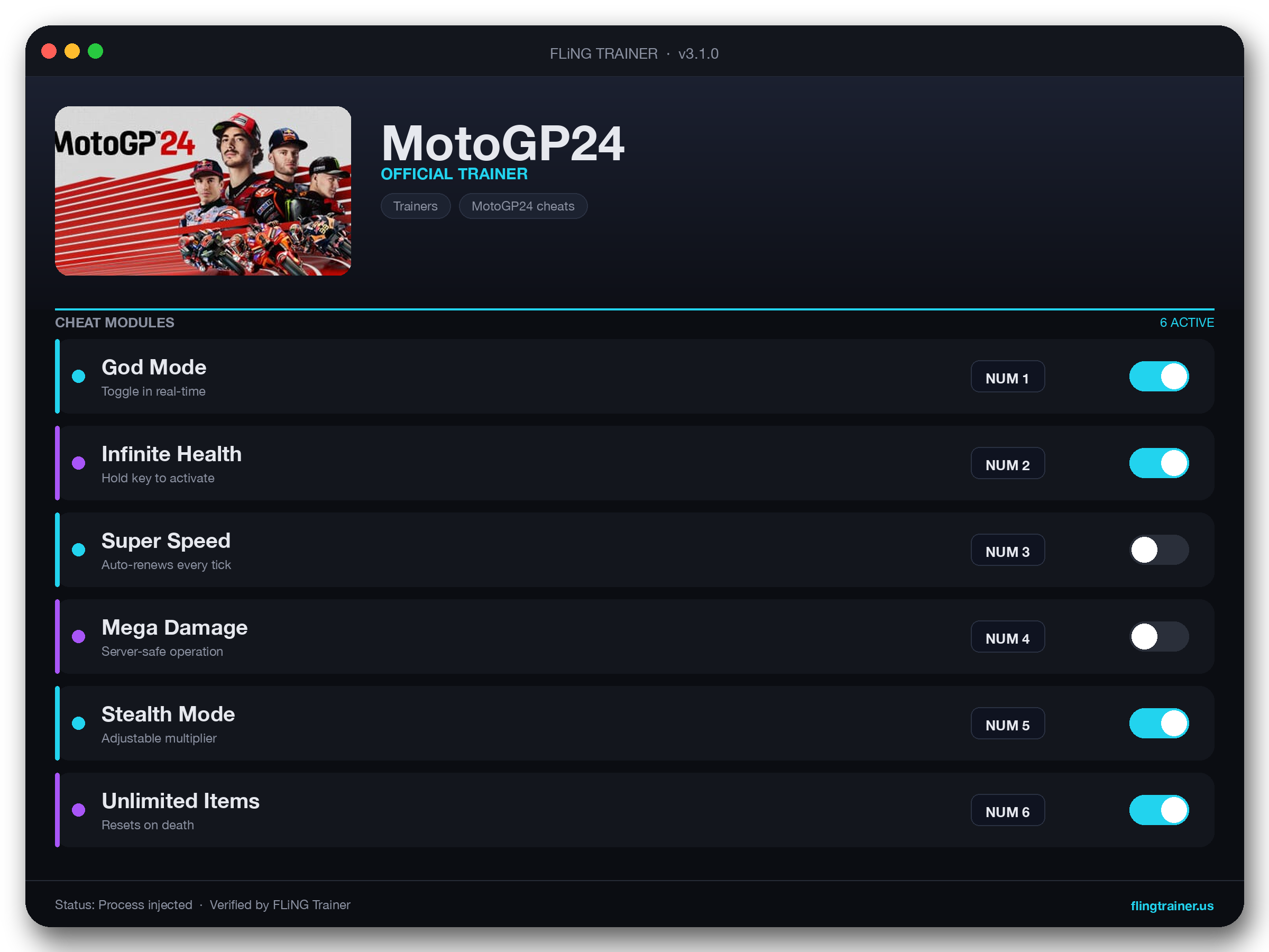 MotoGP24 Trainer interface