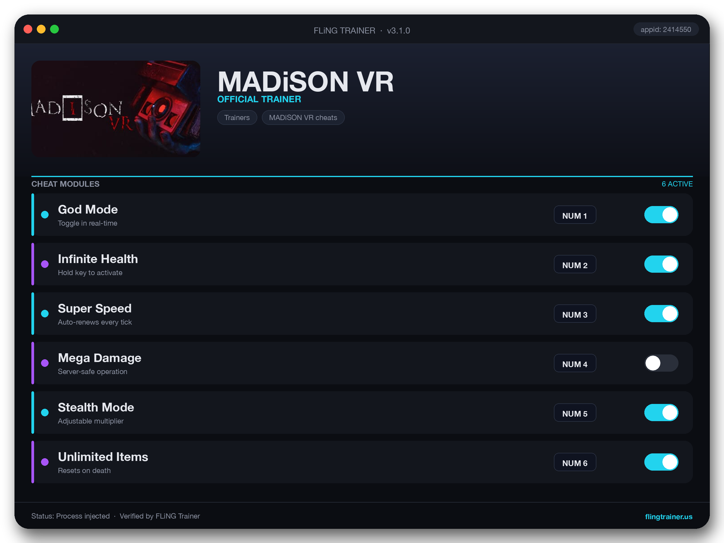 MADiSON VR Trainer interface