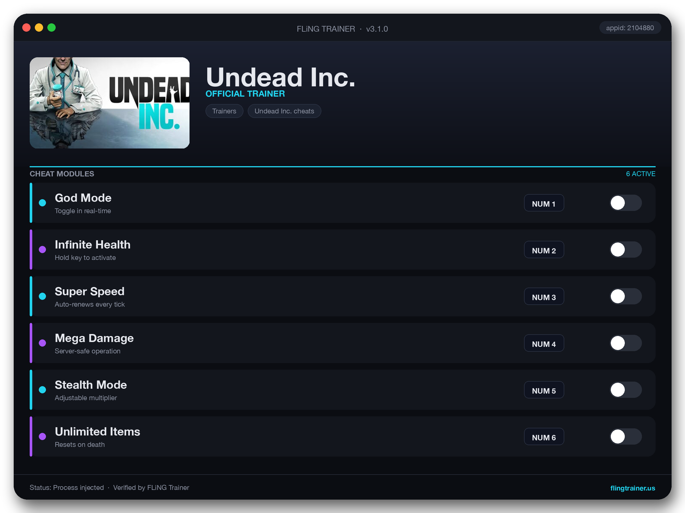 Undead Inc. Trainer interface