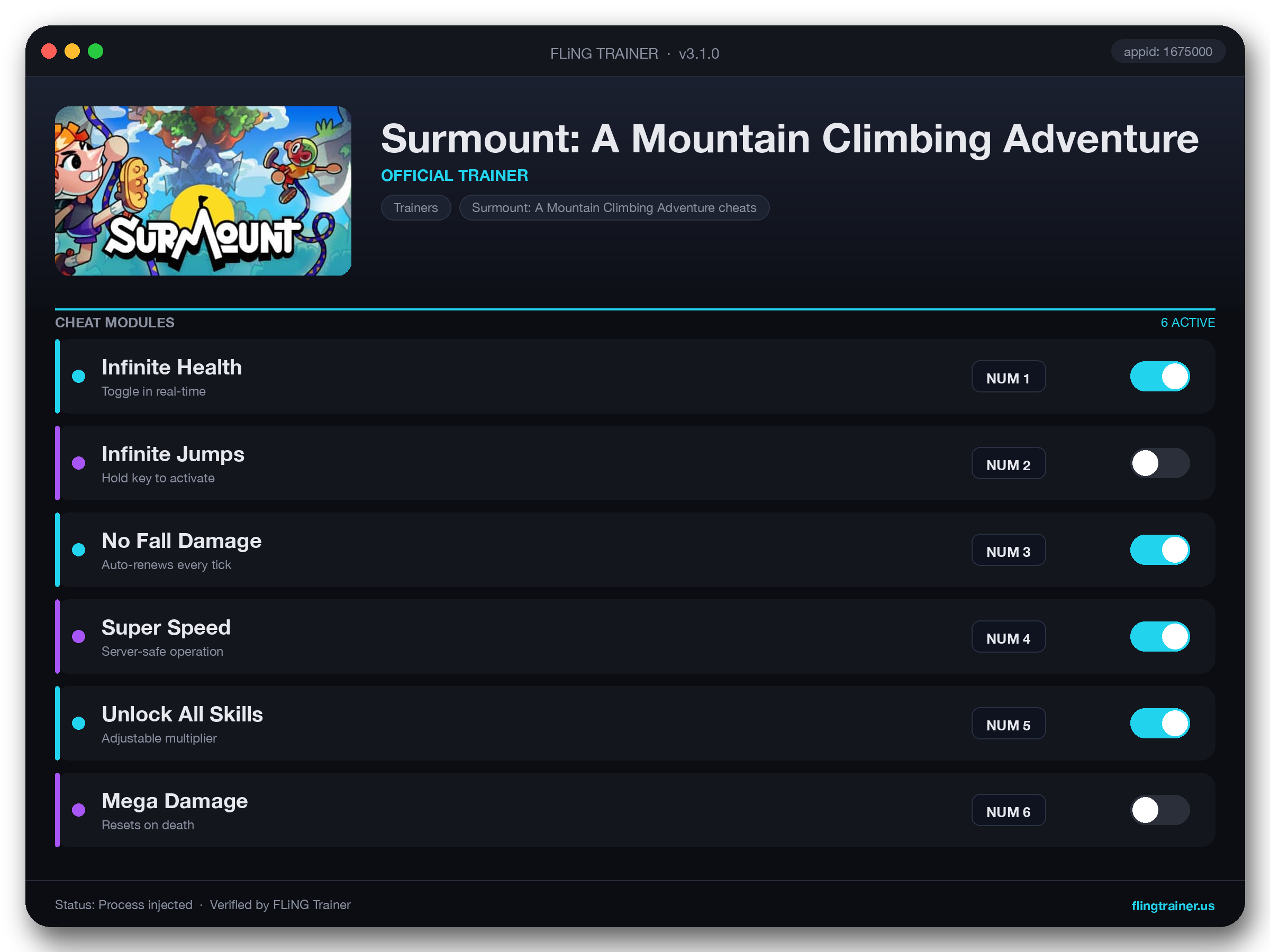 Surmount: A Mountain Climbing Adventure Trainer interface