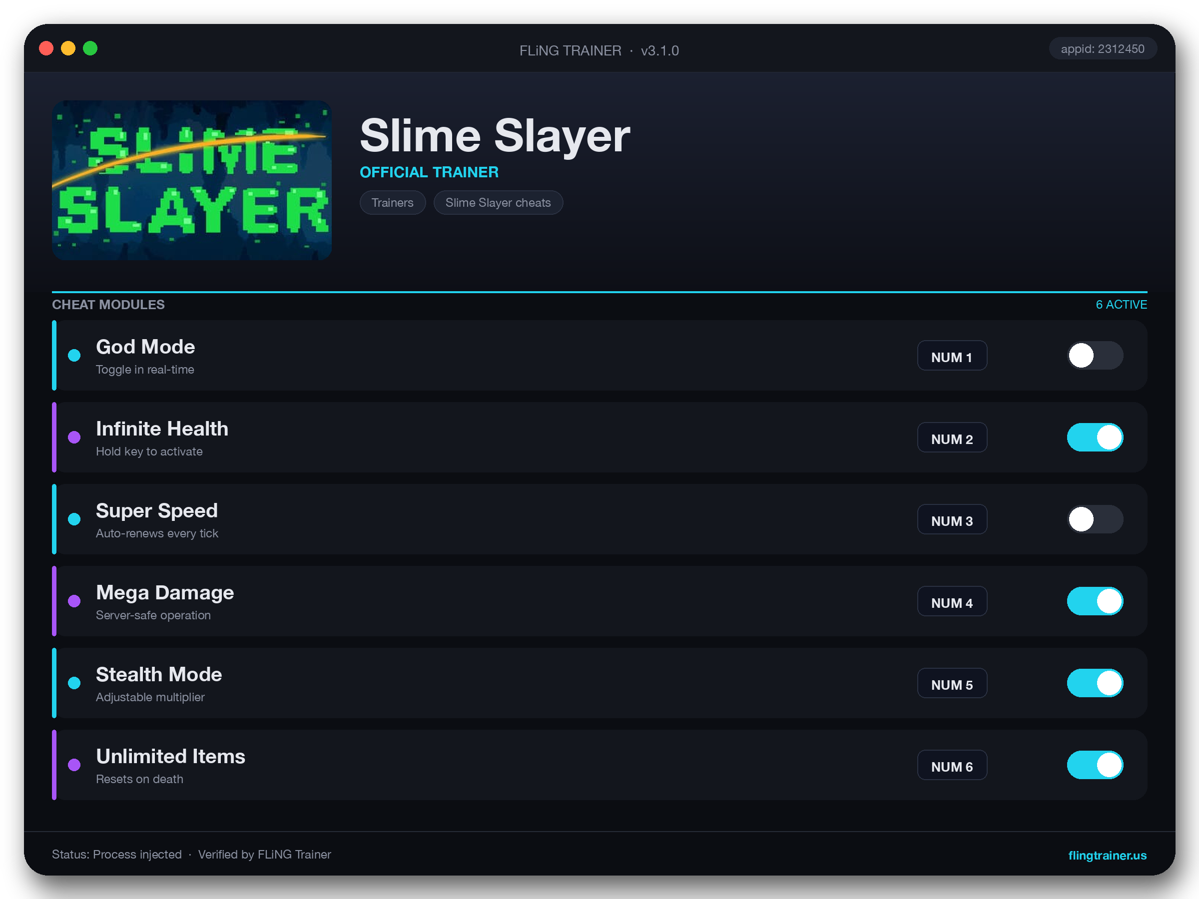 Slime Slayer Trainer interface
