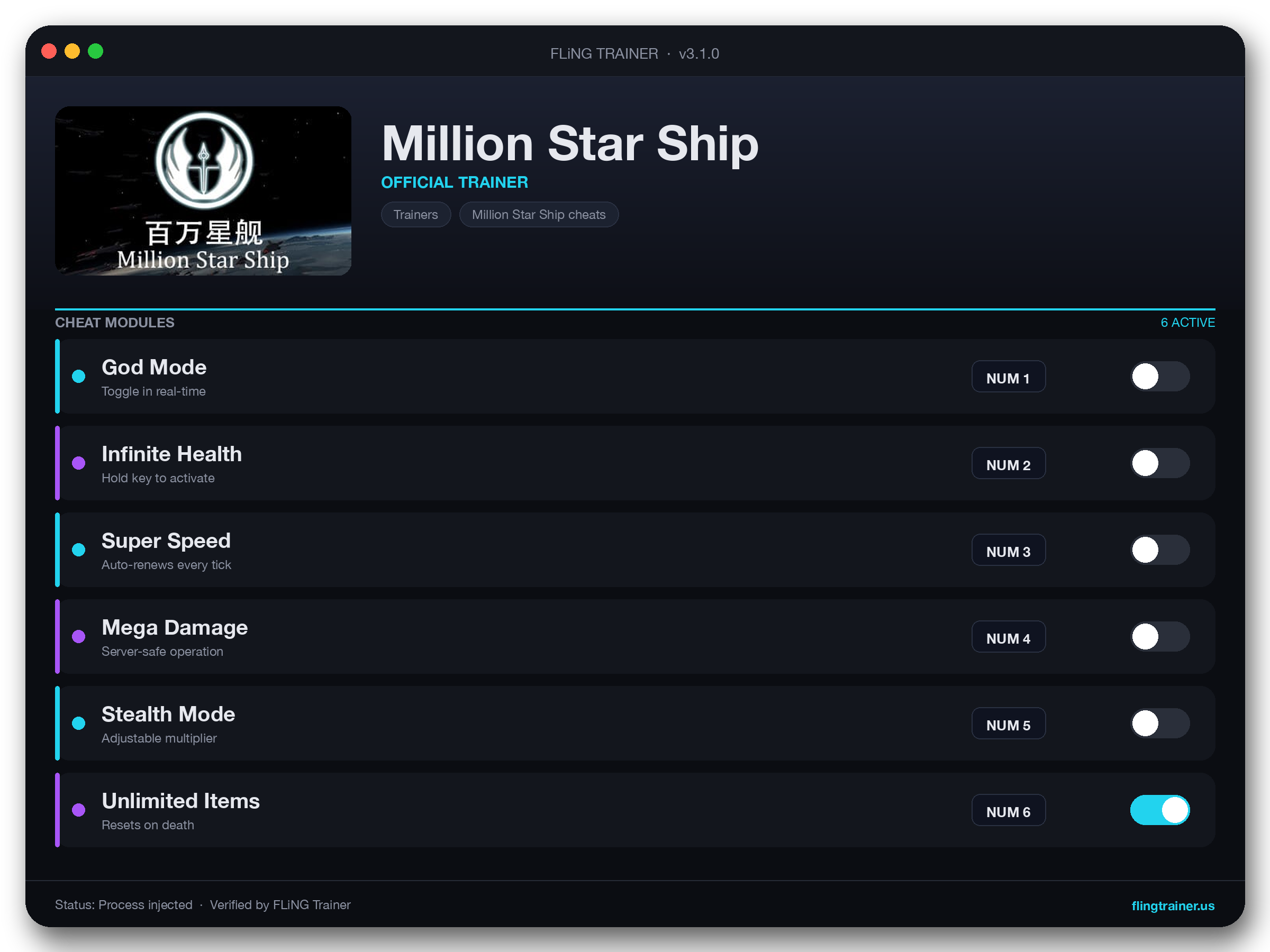 Million Star Ship Trainer interface