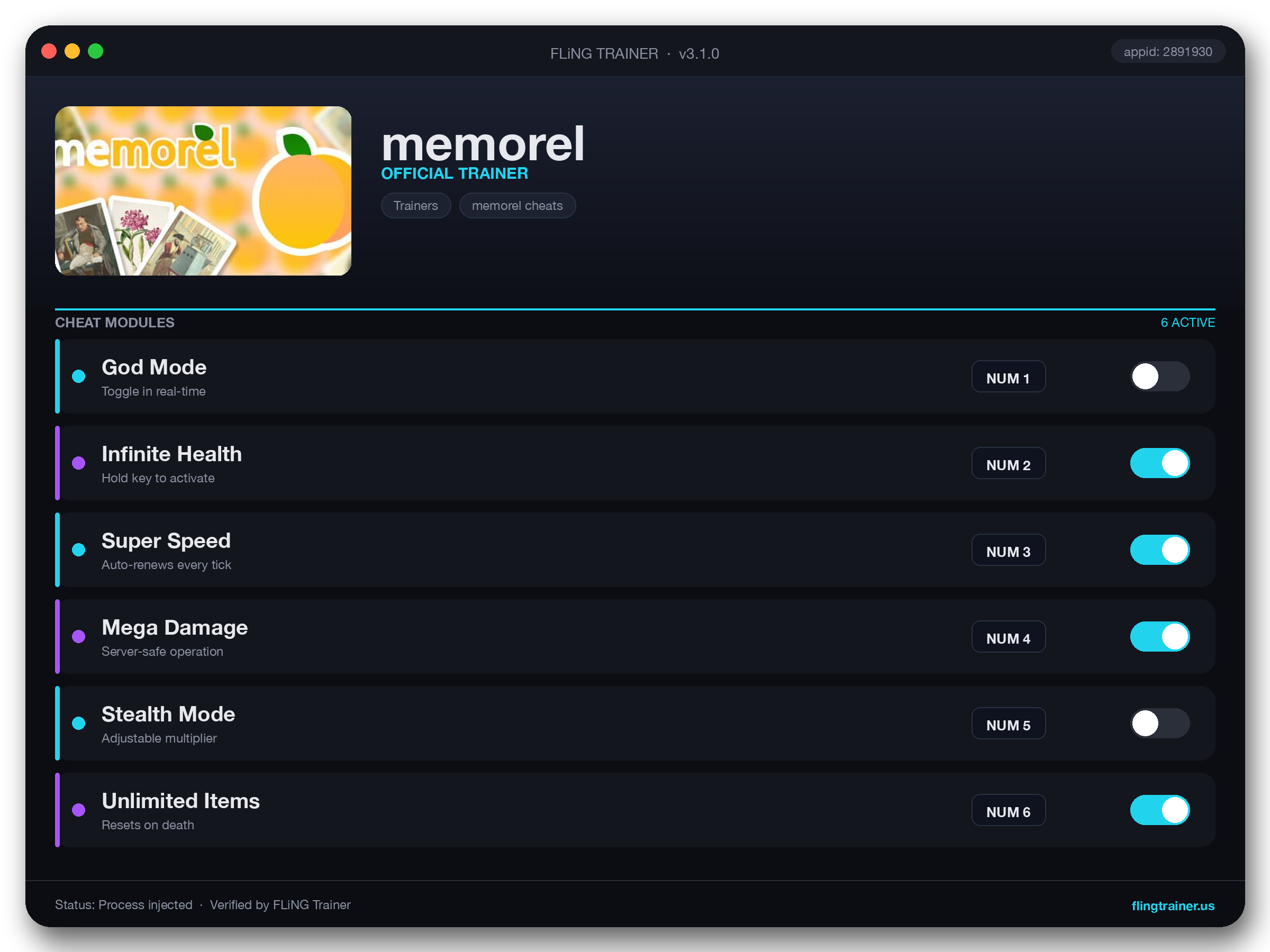 memorel Trainer interface