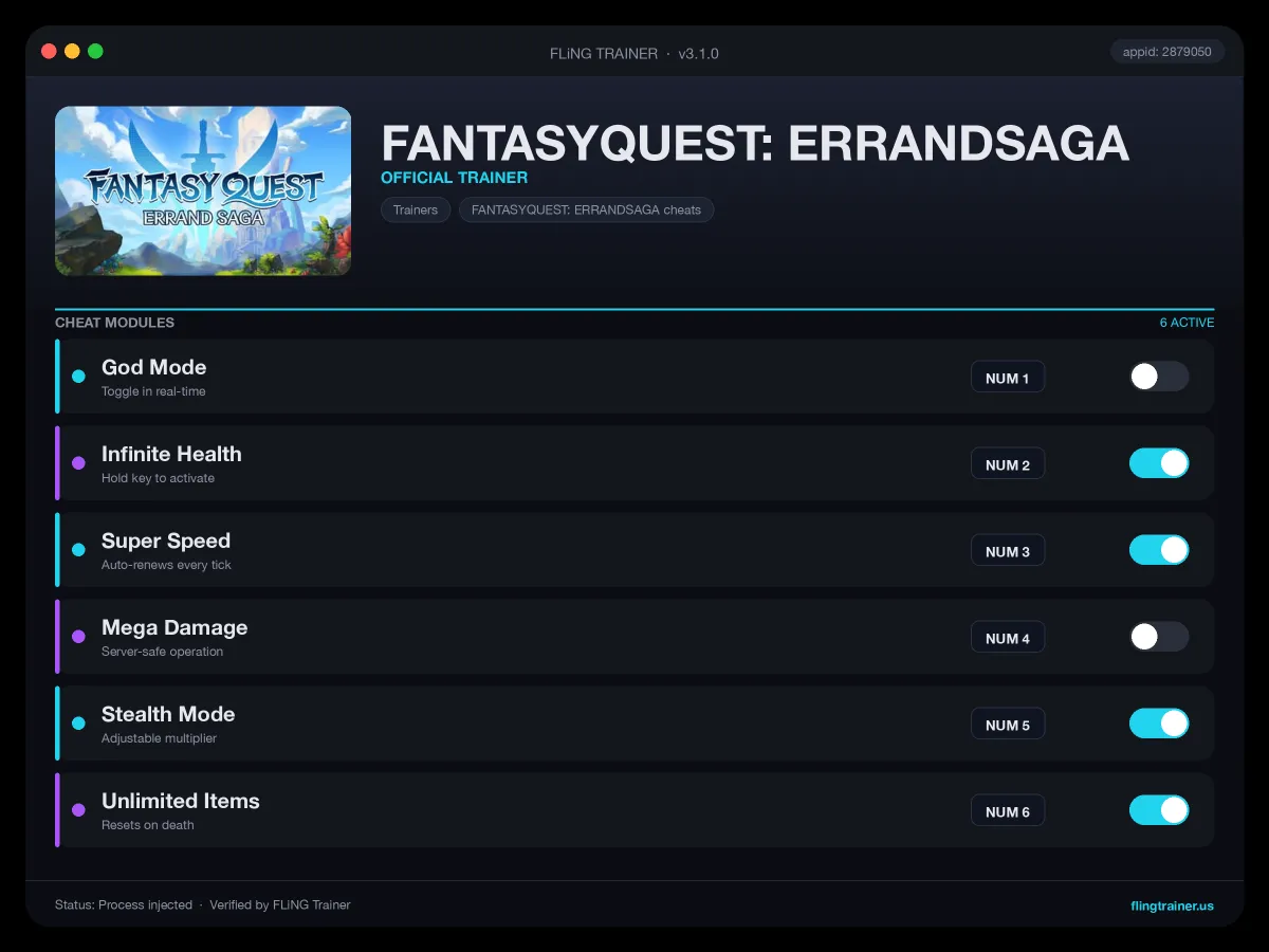 FANTASYQUEST: ERRANDSAGA Trainer interface