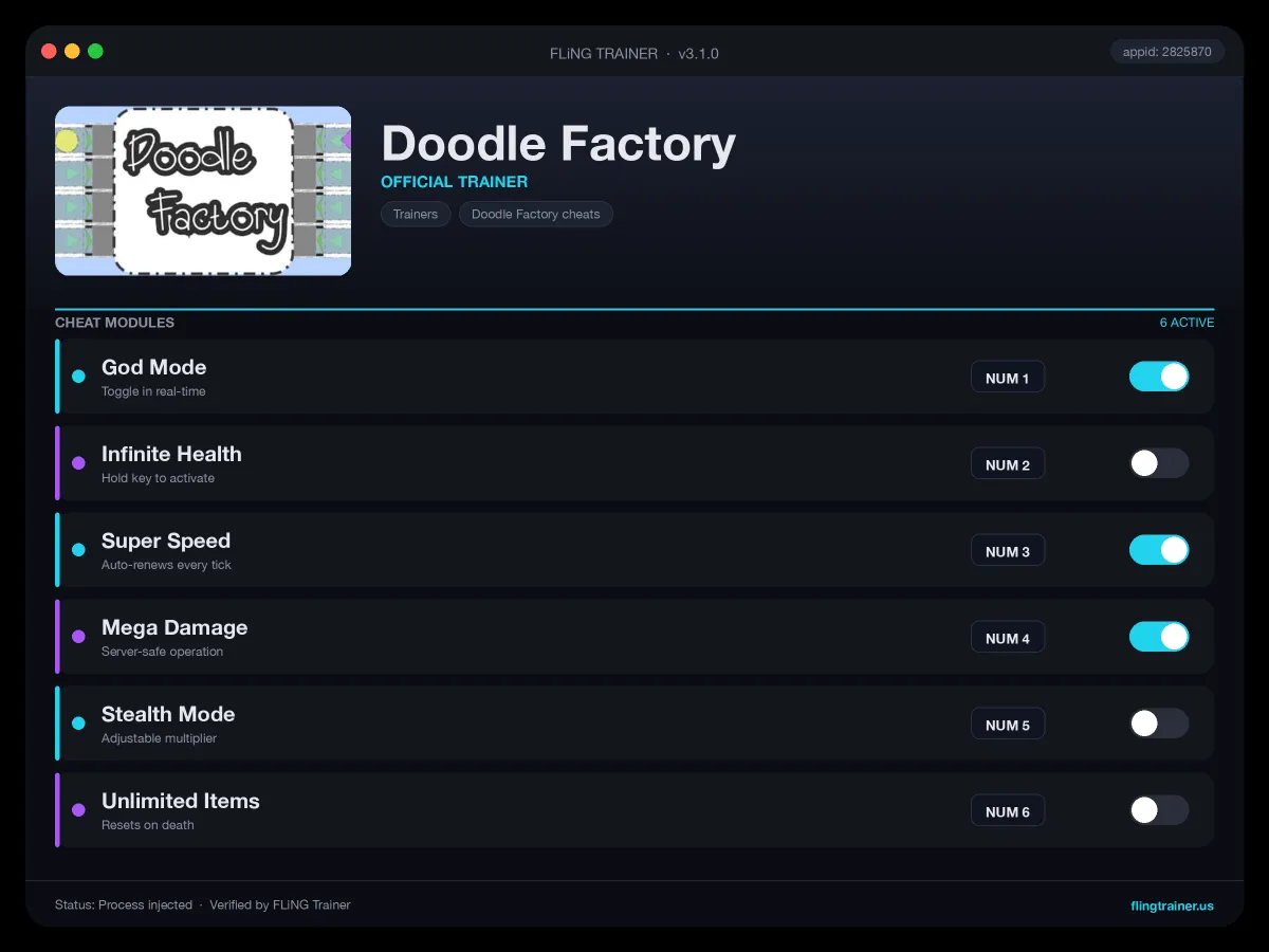 Doodle Factory Trainer interface