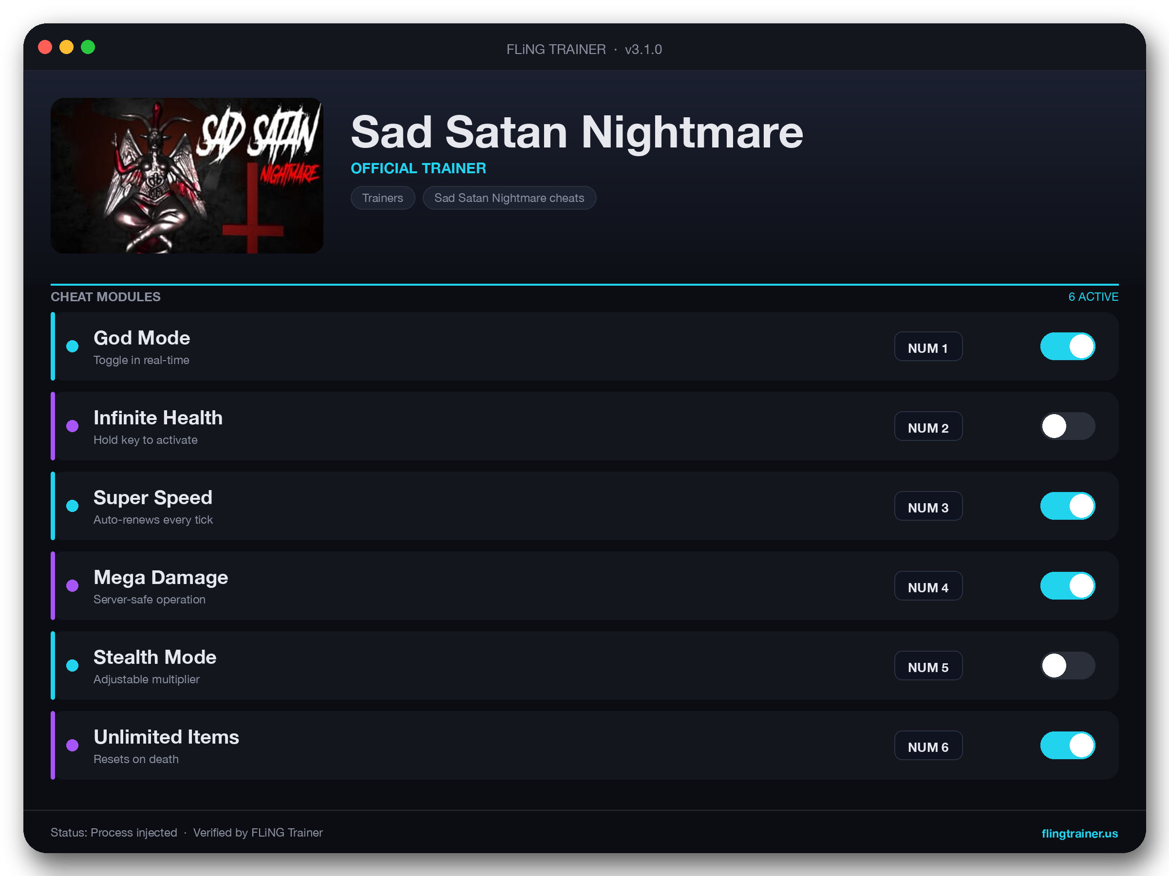 Sad Satan Nightmare Trainer interface