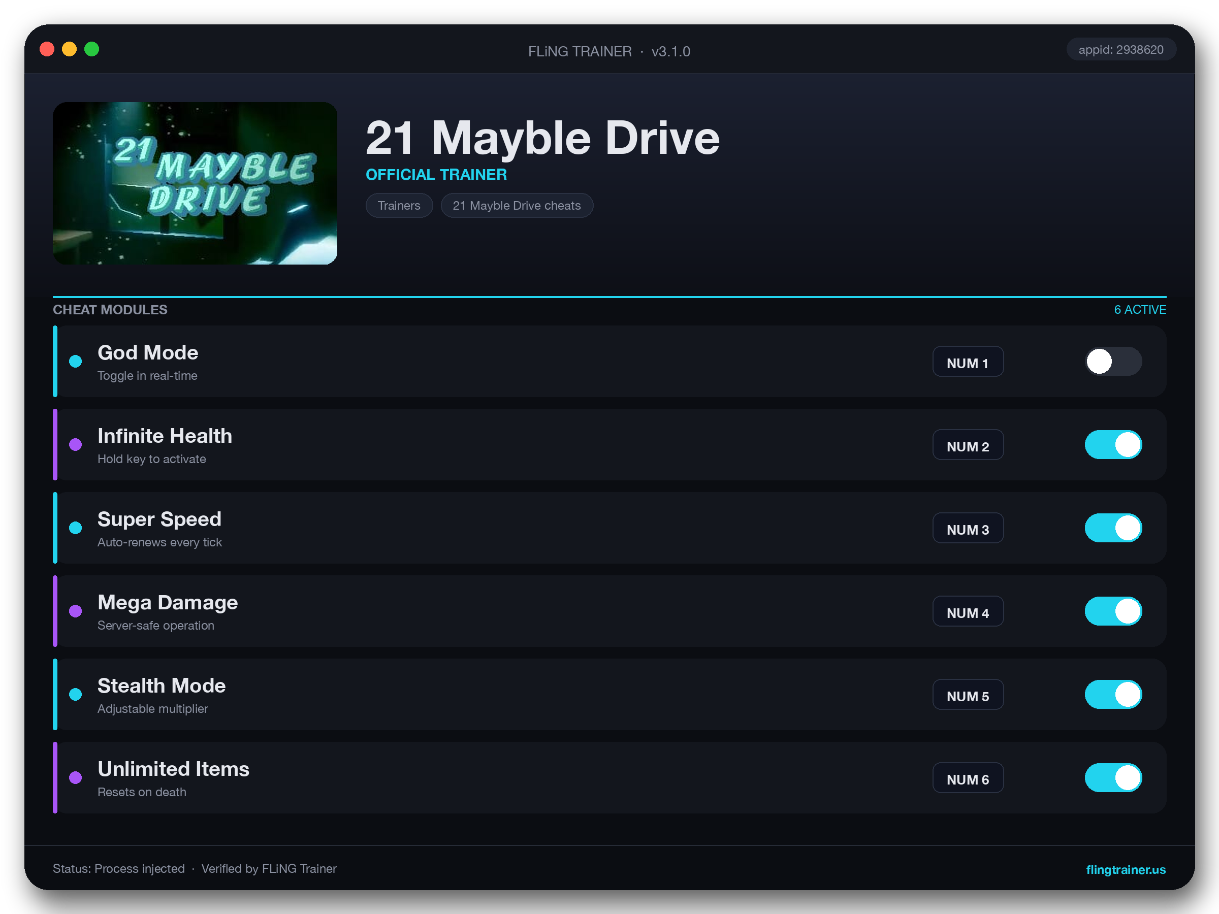 21 Mayble Drive Trainer interface