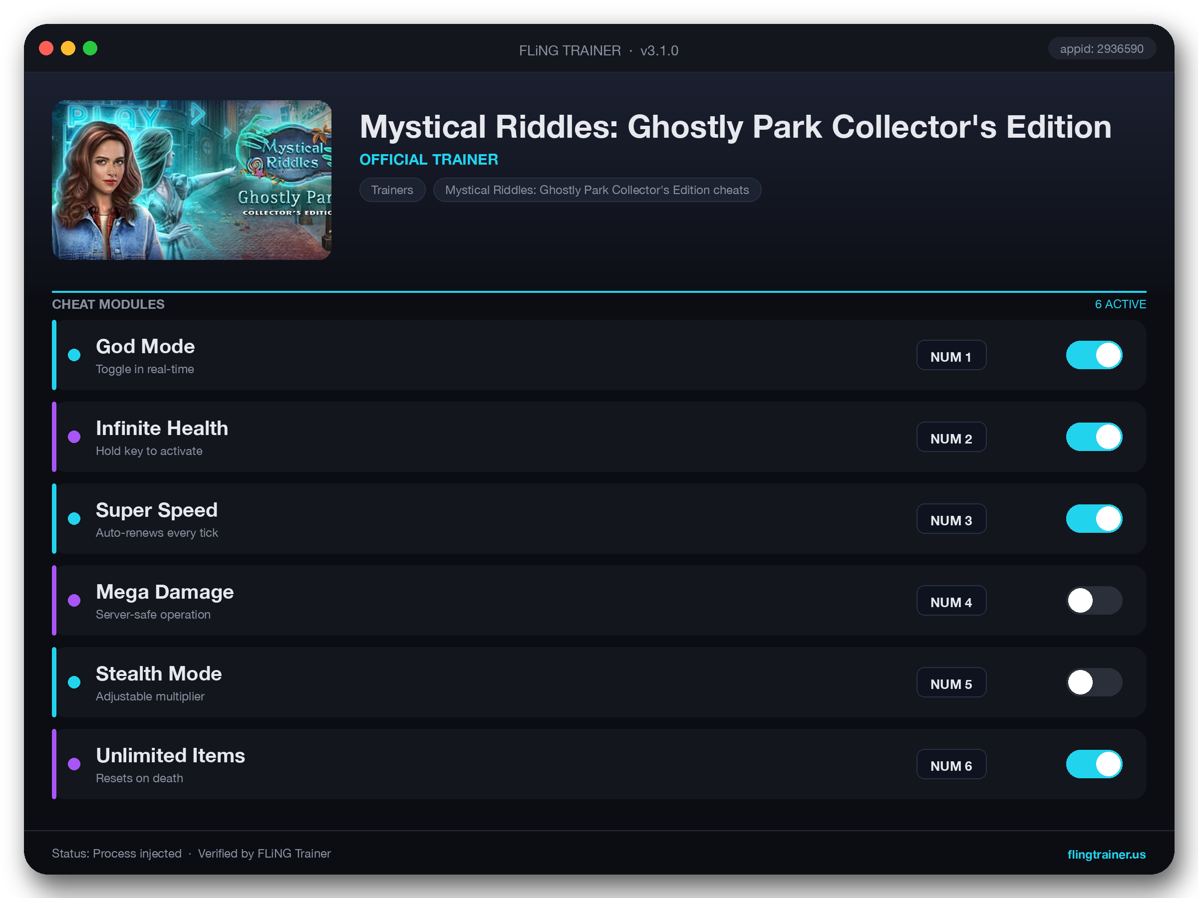 Mystical Riddles: Ghostly Park Collector's Edition Trainer interface