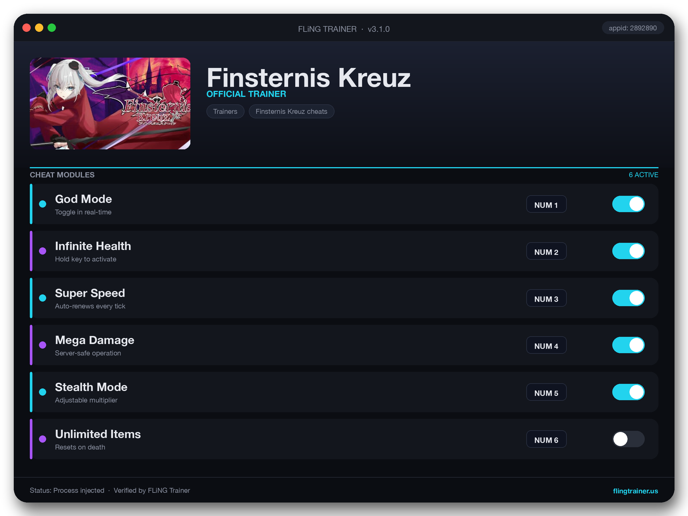 Finsternis Kreuz Trainer interface