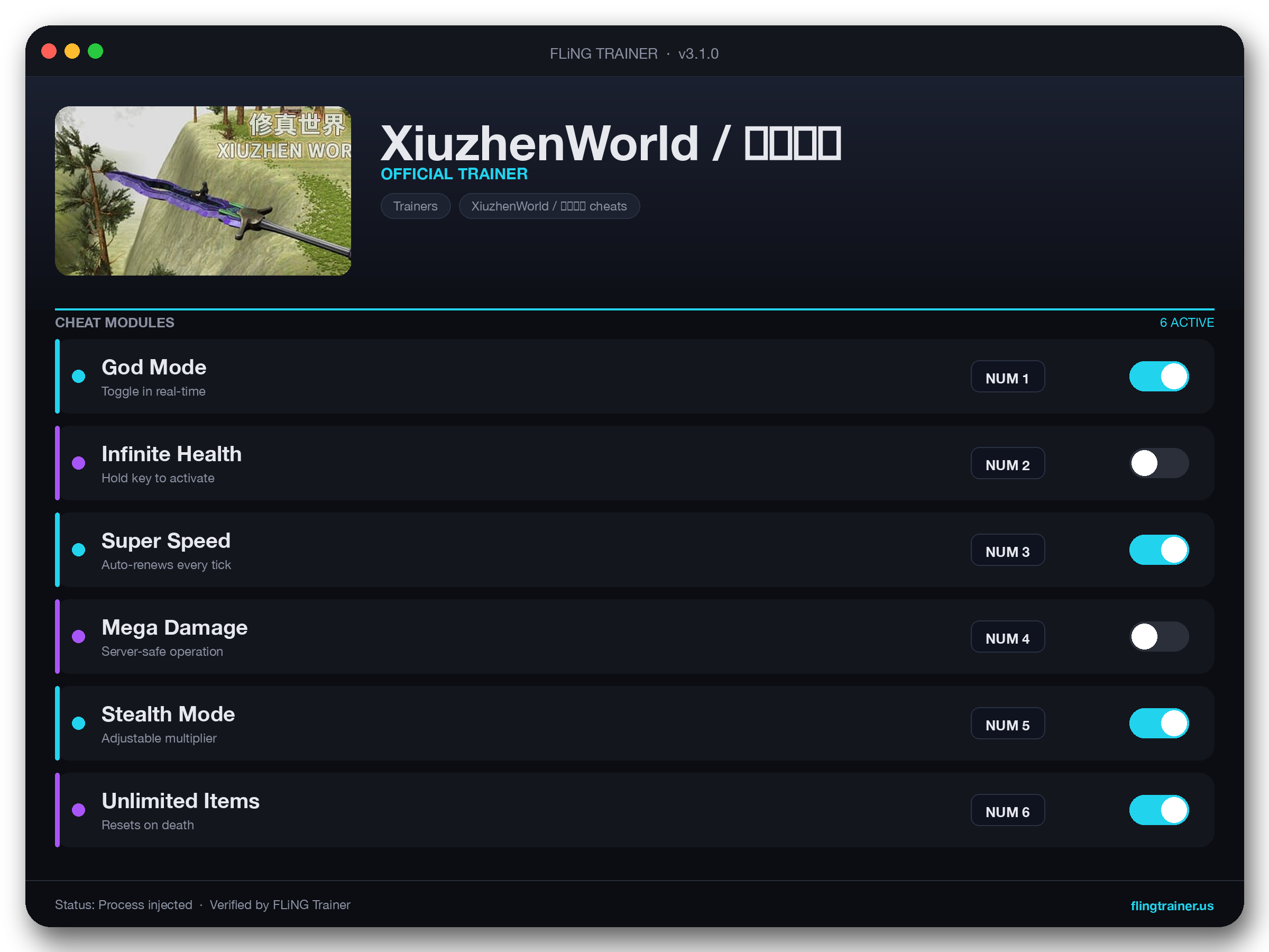 XiuzhenWorld / 修真世界 Trainer interface