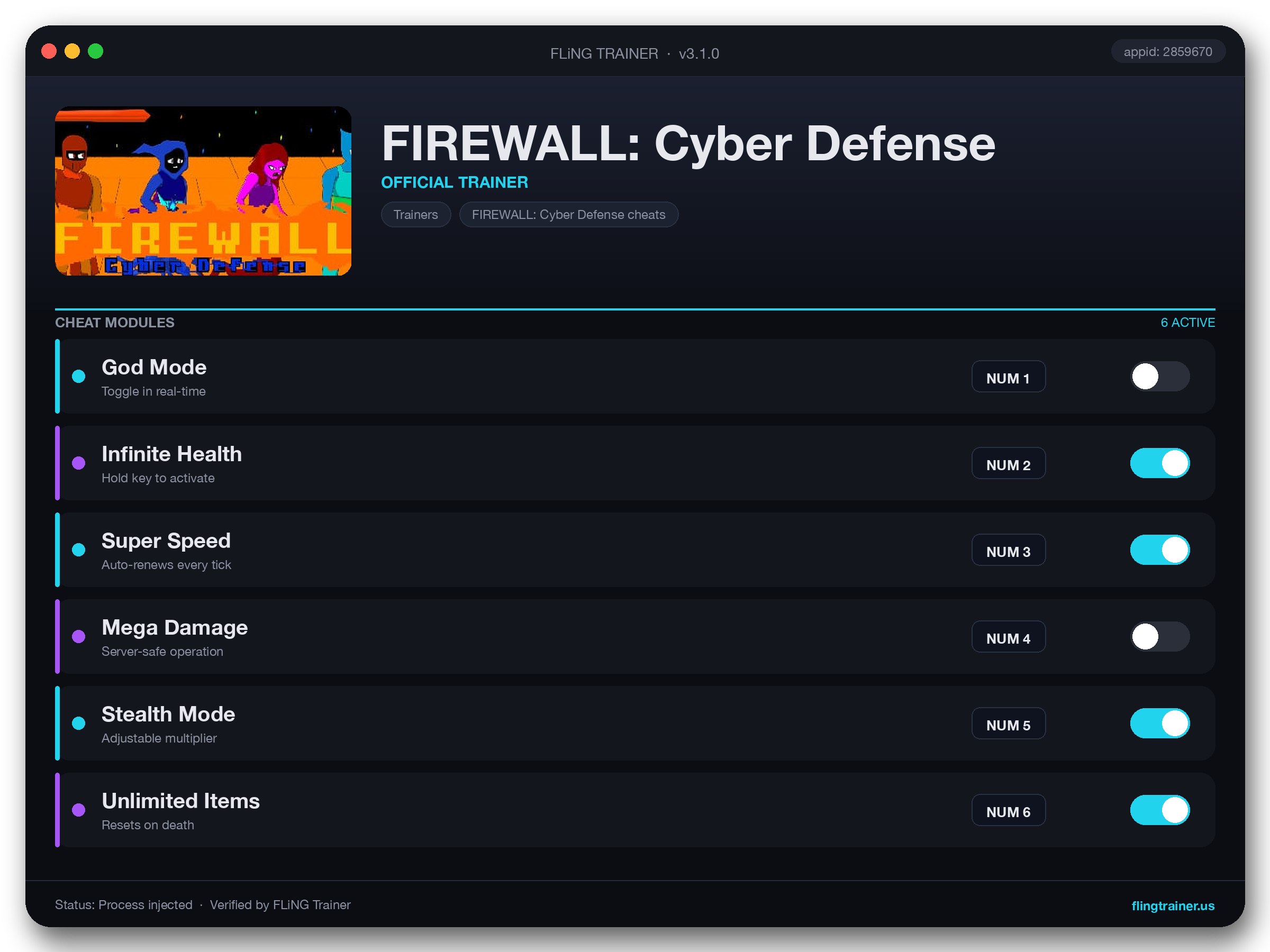 FIREWALL: Cyber Defense Trainer interface