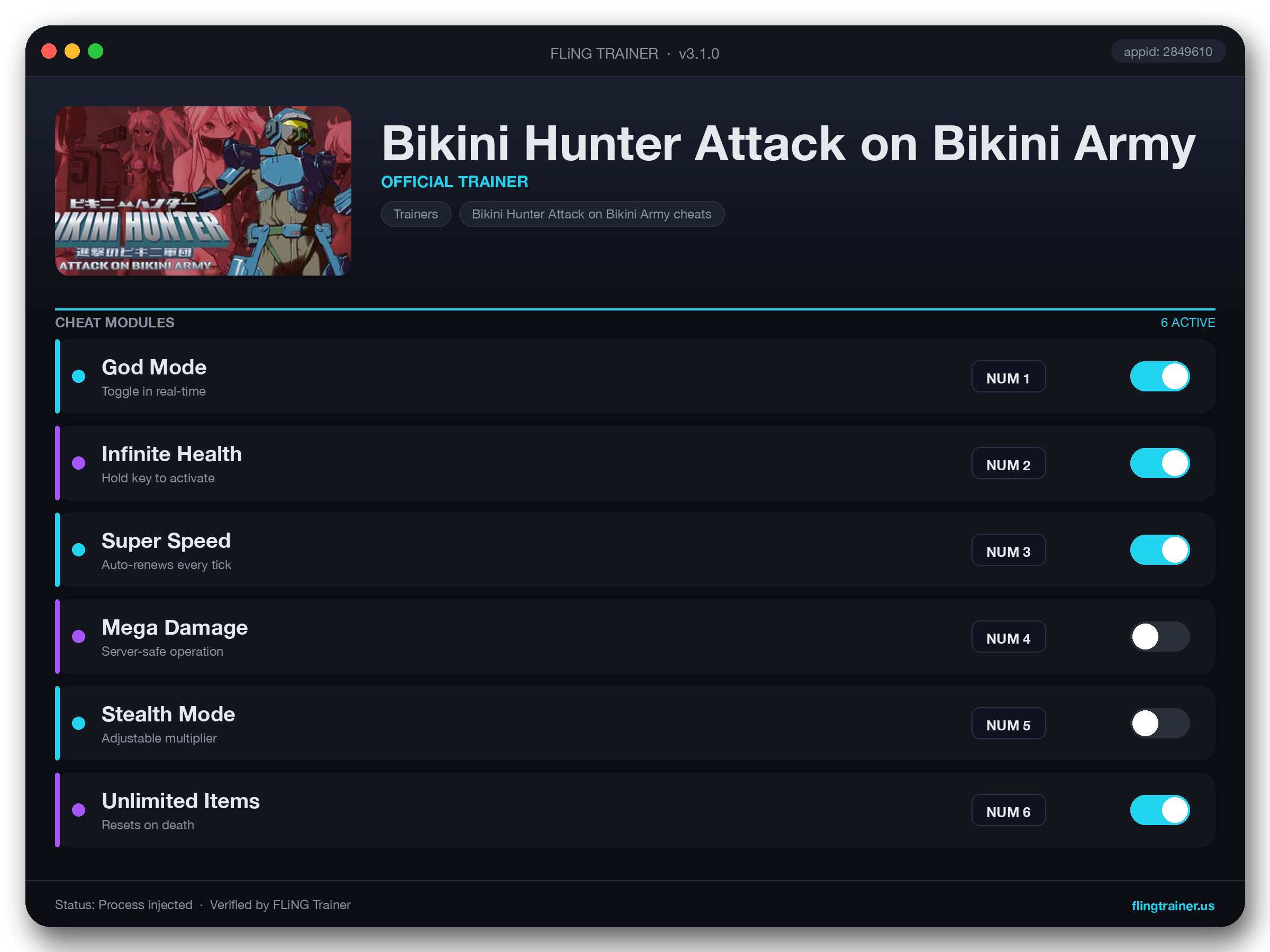 Bikini Hunter Attack on Bikini Army Trainer interface
