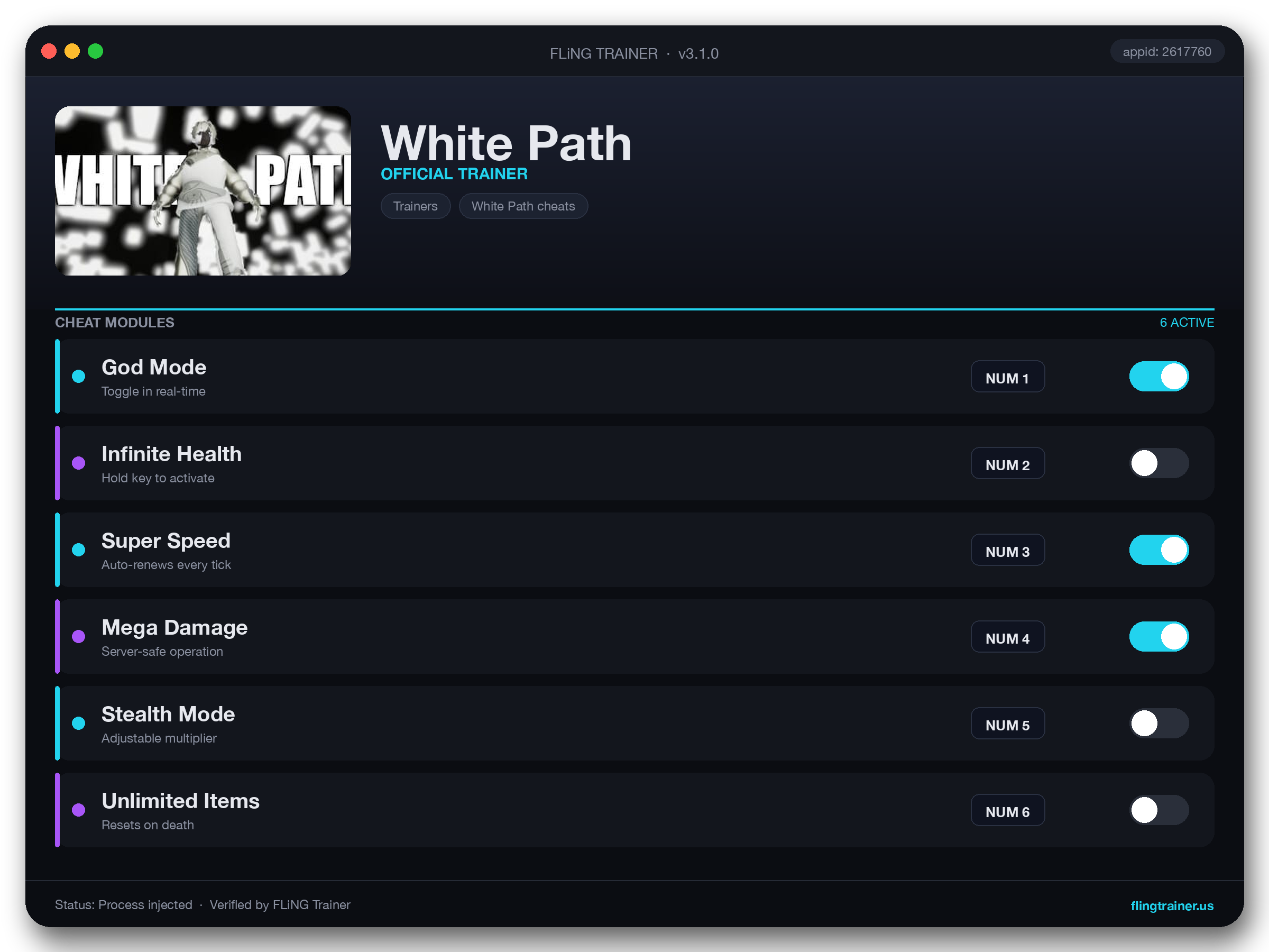White Path Trainer interface