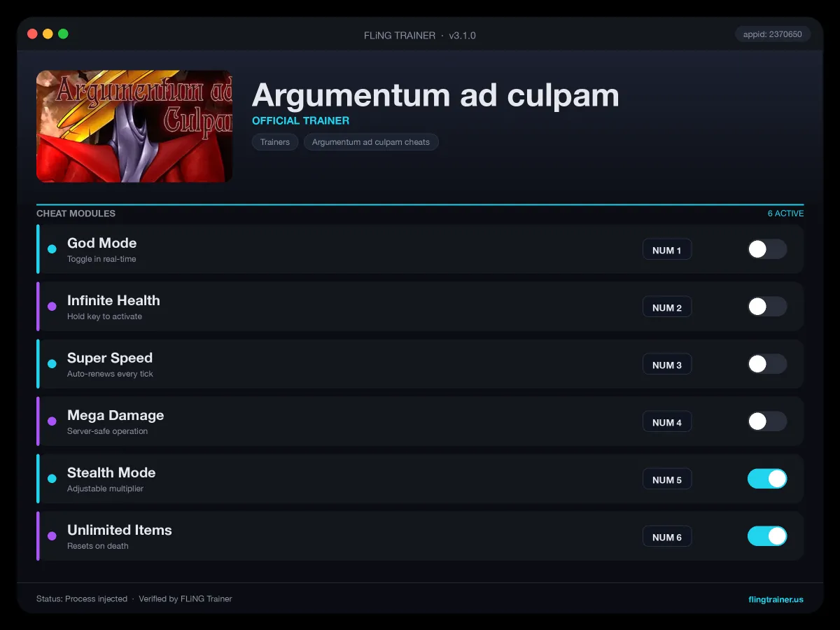 Argumentum ad culpam Trainer interface