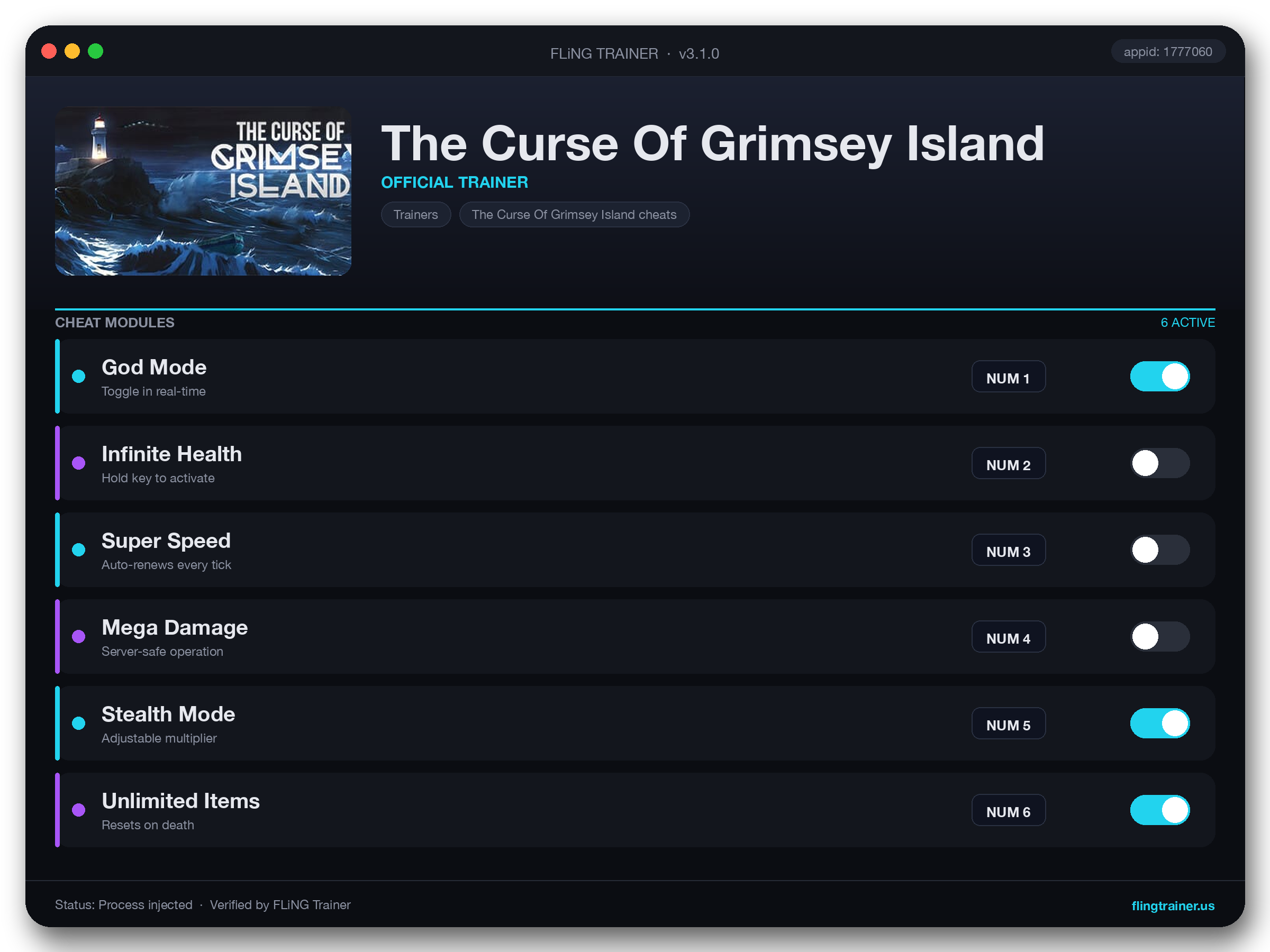 The Curse Of Grimsey Island Trainer interface