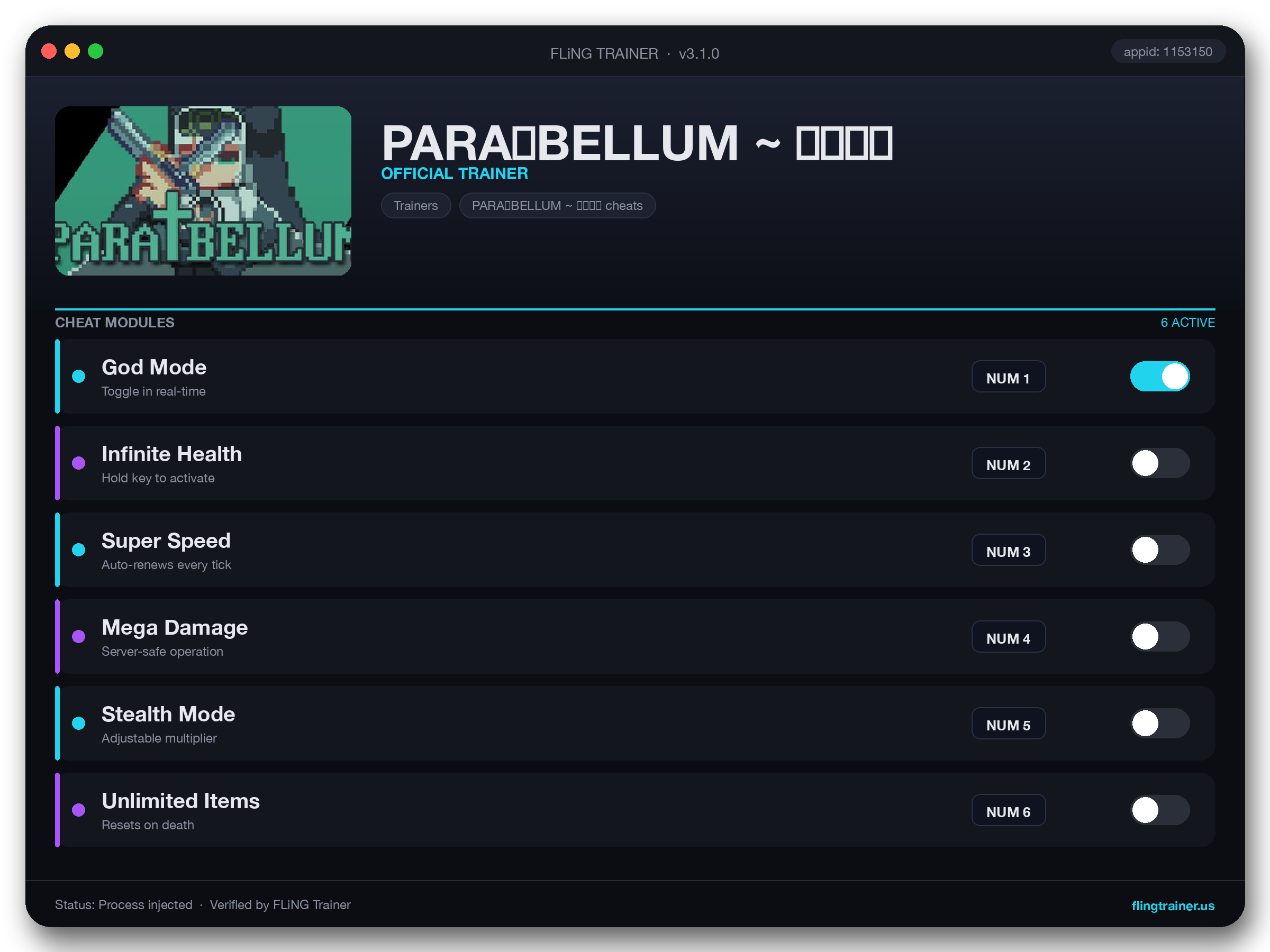 PARA♰BELLUM ~ 魔弹帕菈 Trainer interface
