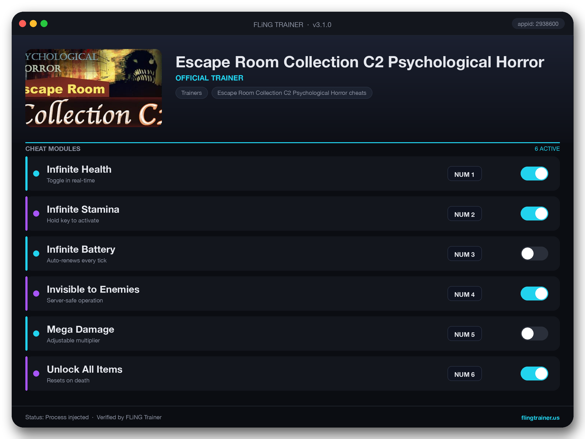 Escape Room Collection C2 Psychological Horror Trainer interface