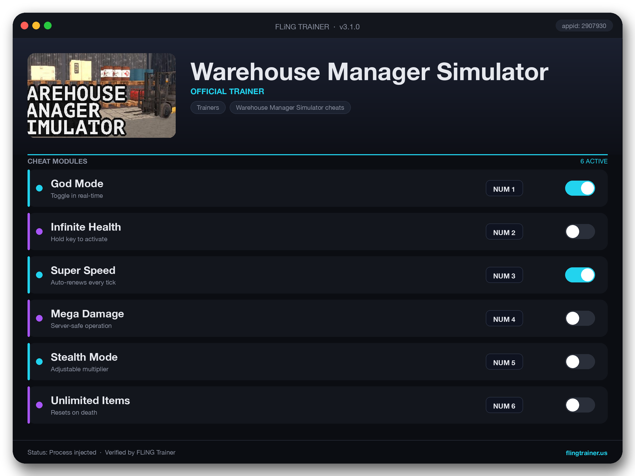 Warehouse Manager Simulator Trainer interface