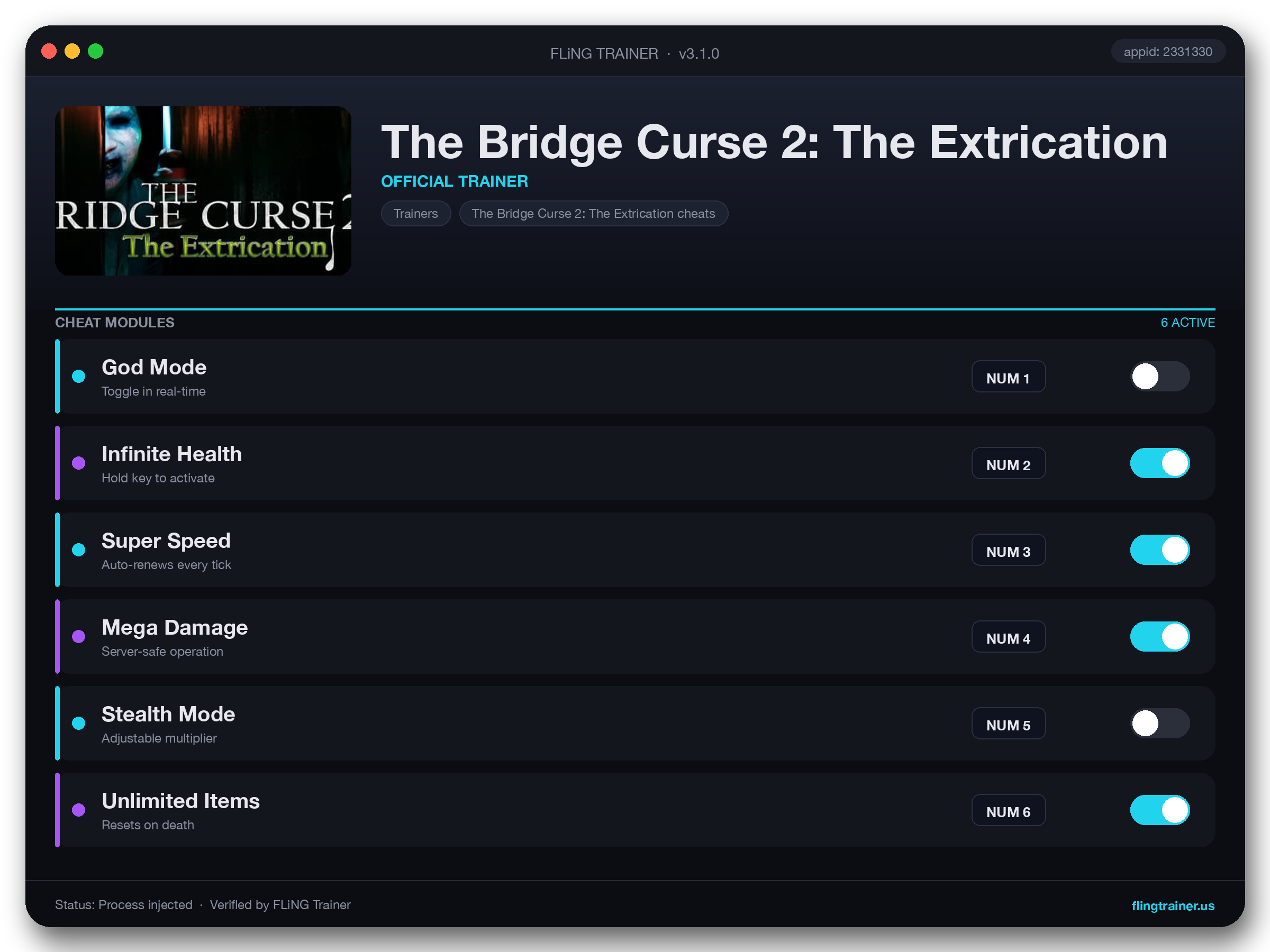 The Bridge Curse 2: The Extrication Trainer interface