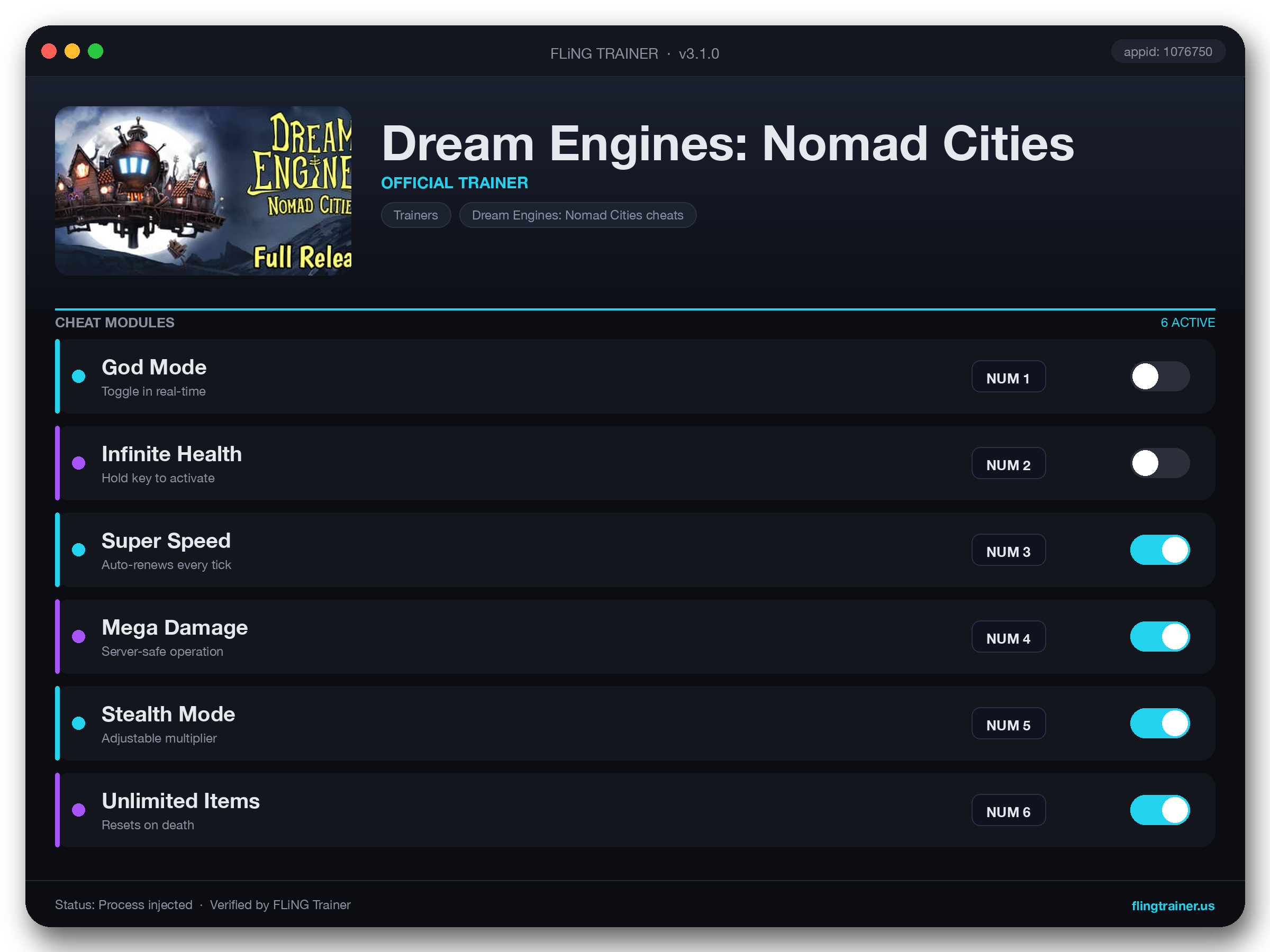 Dream Engines: Nomad Cities Trainer interface