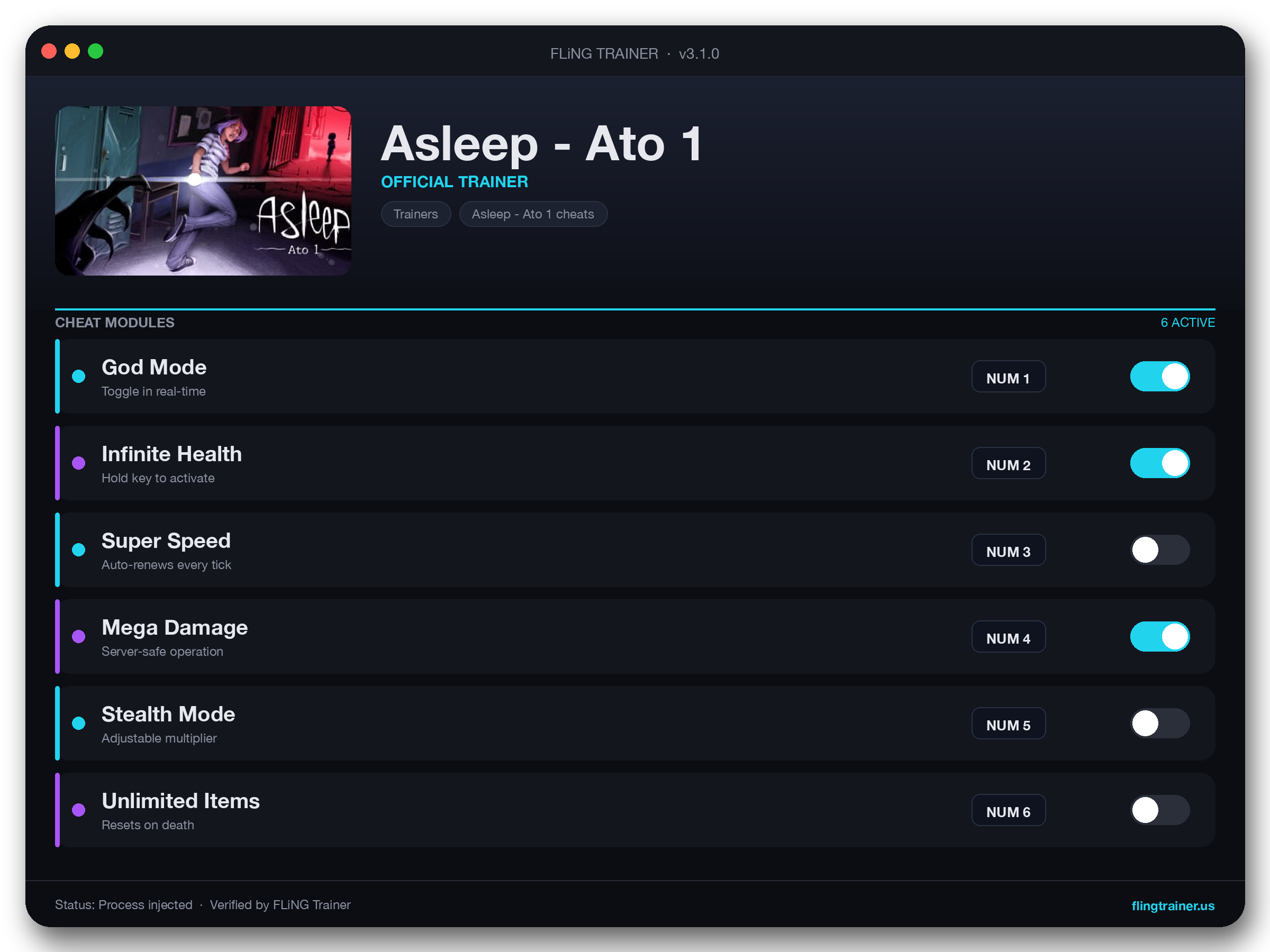 Asleep - Ato 1 Trainer interface