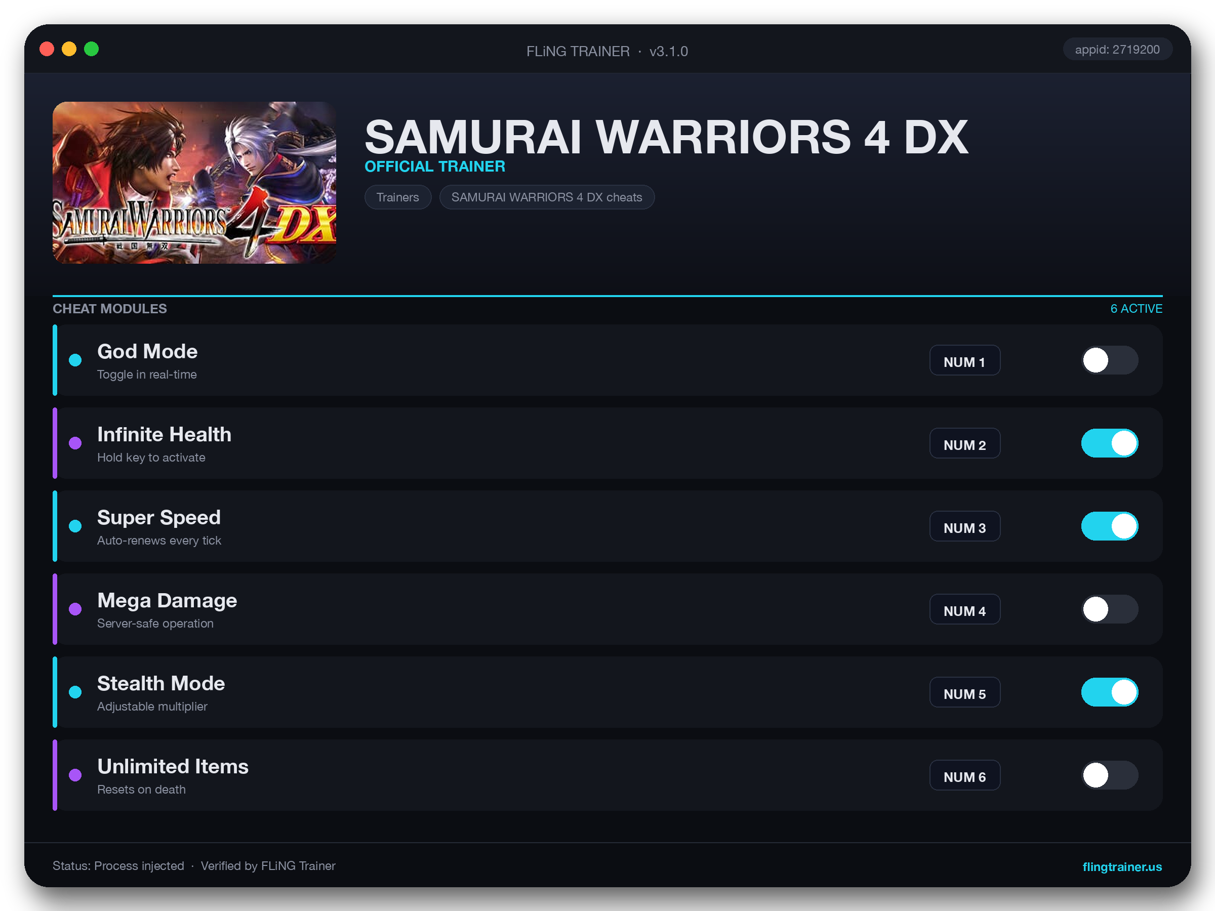 SAMURAI WARRIORS 4 DX Trainer interface