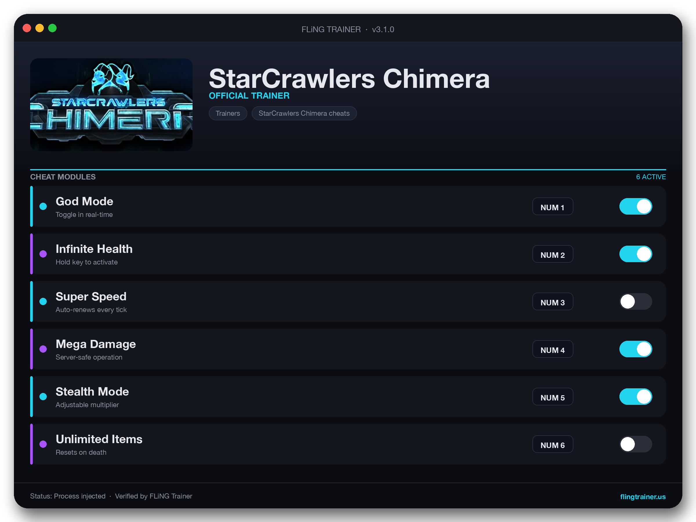 StarCrawlers Chimera Trainer interface