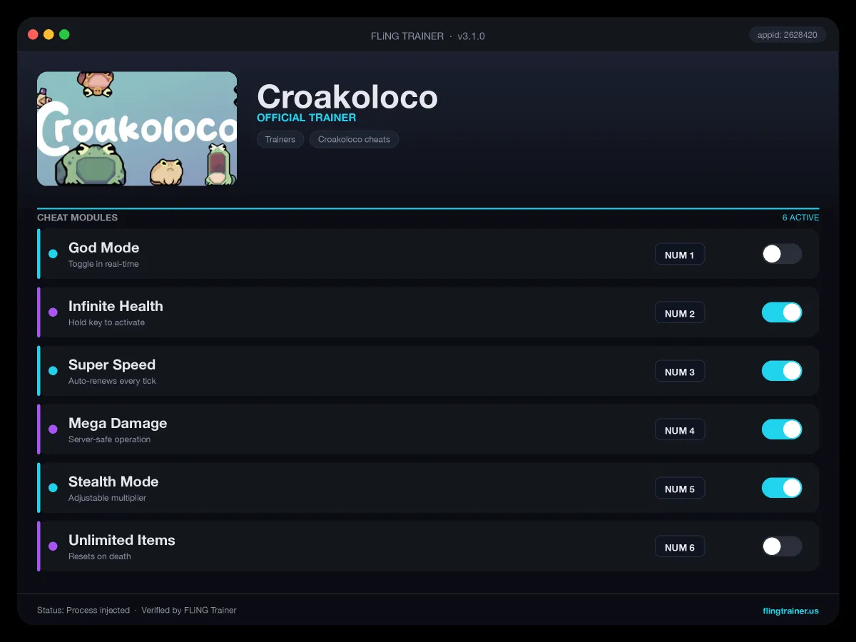 Croakoloco Trainer interface
