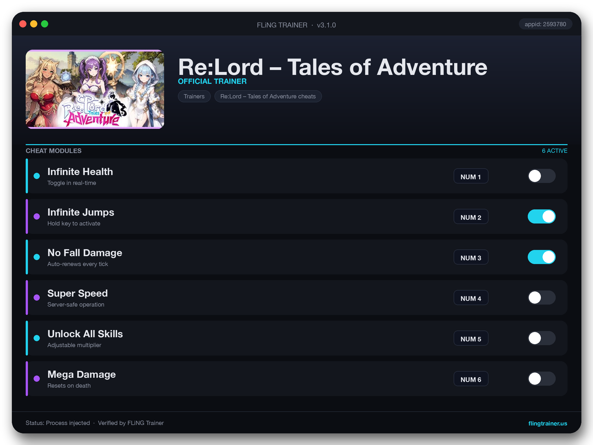 Re:Lord – Tales of Adventure Trainer interface
