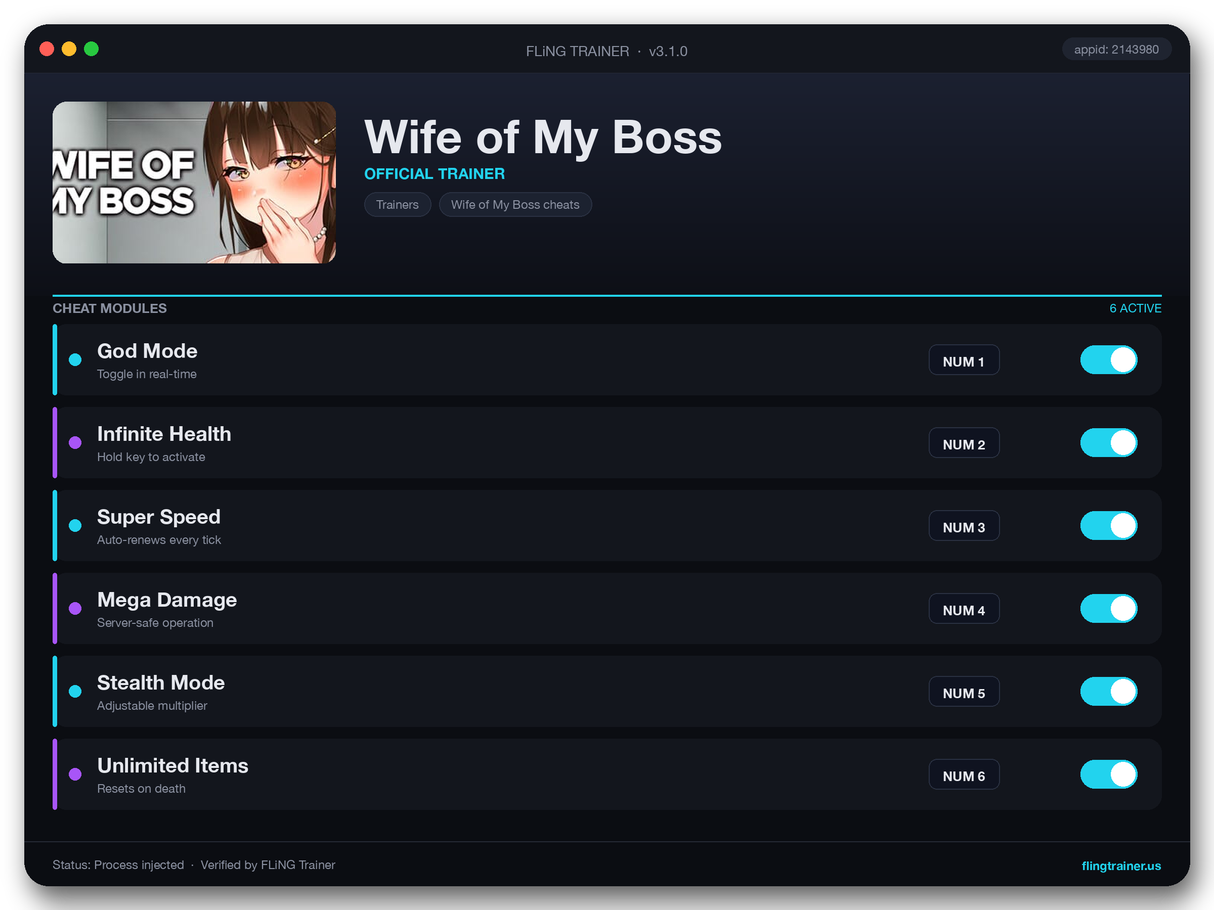 Wife of My Boss Trainer interface