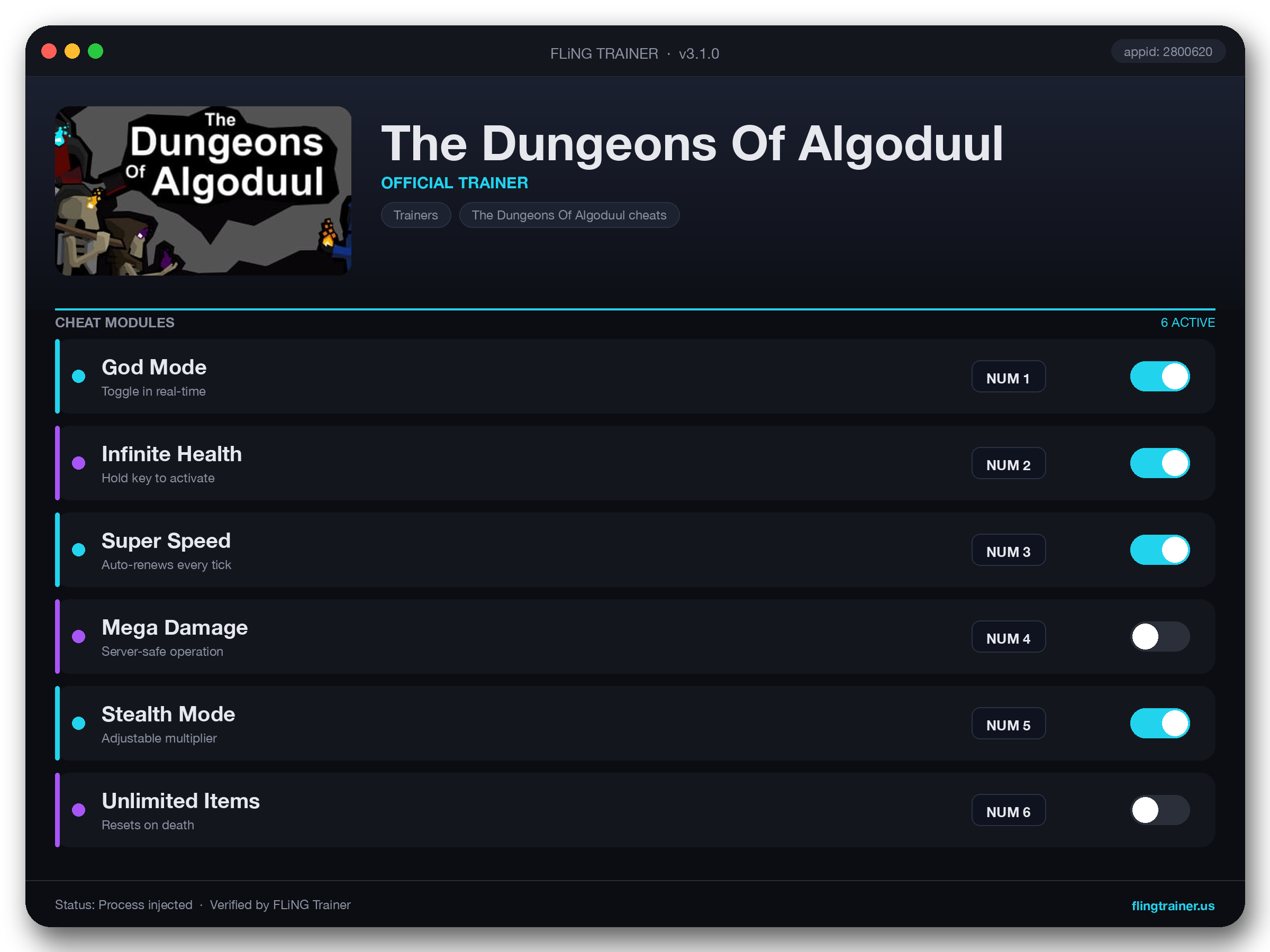 The Dungeons Of Algoduul Trainer interface