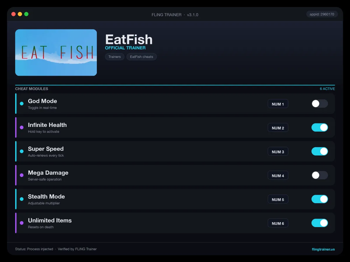 EatFish Trainer interface