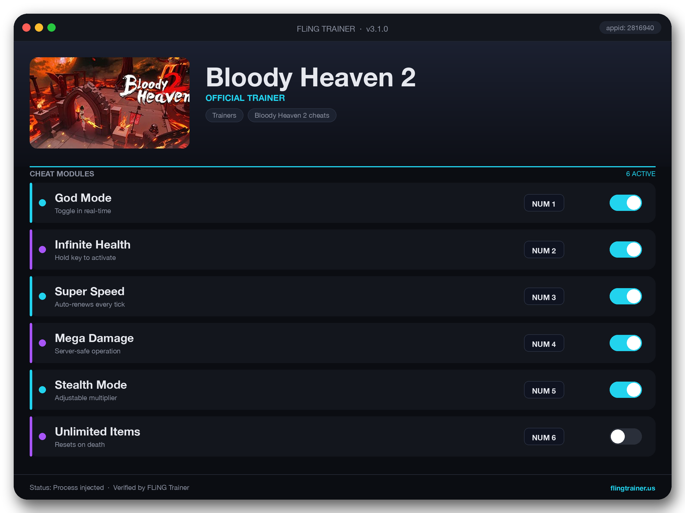 Bloody Heaven 2 Trainer interface