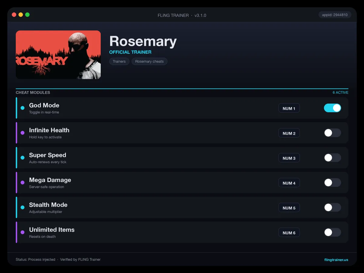 Rosemary Trainer interface