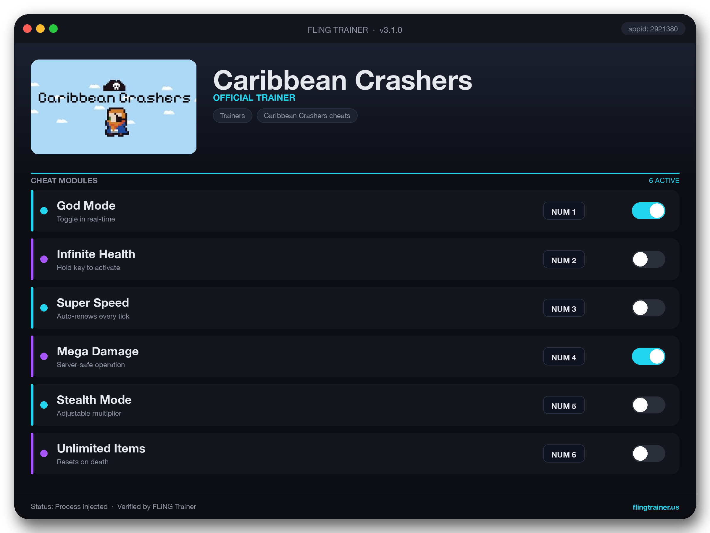 Caribbean Crashers Trainer interface
